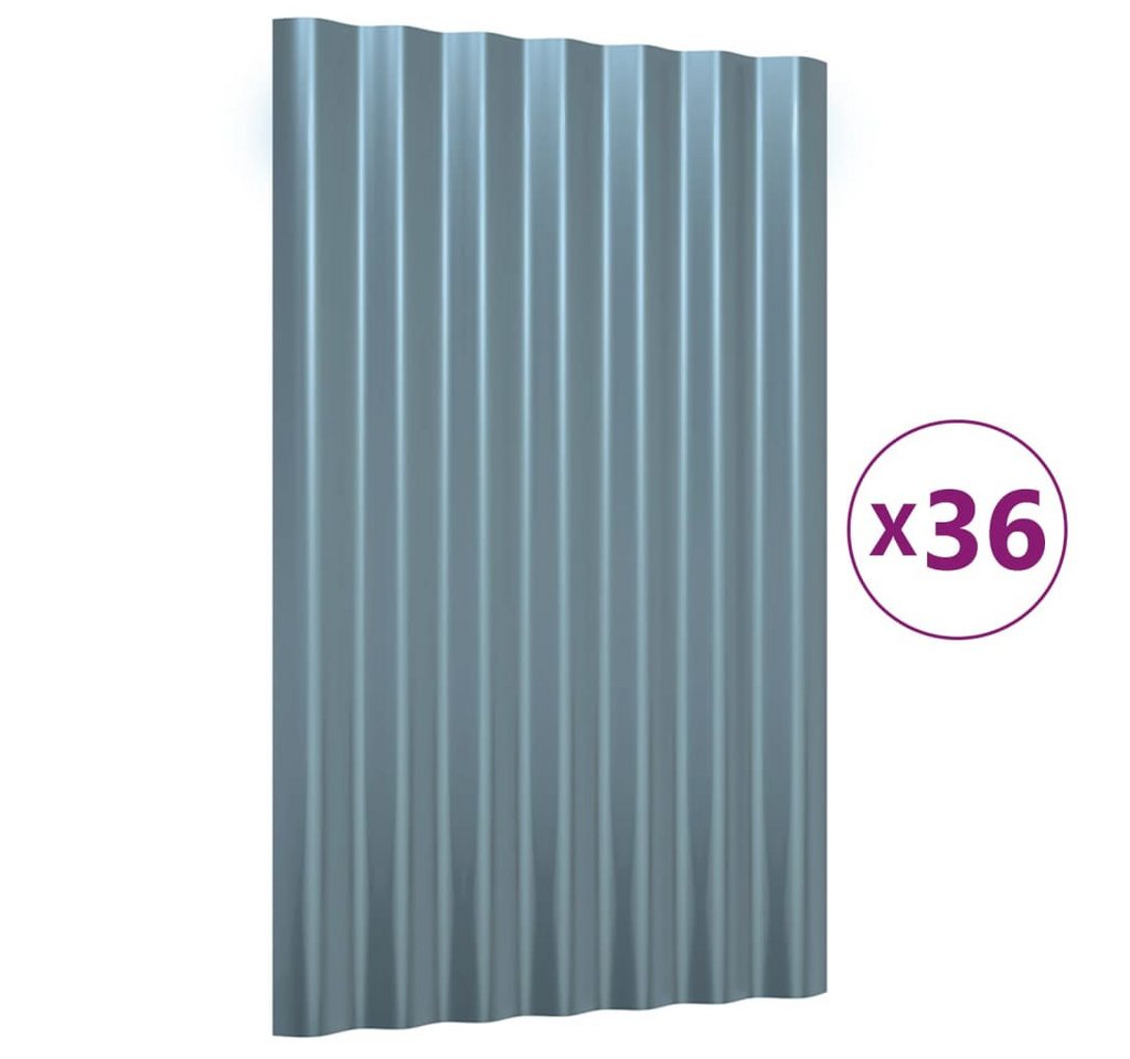 Thumbnail - vidaXL Deckenplatten Dachpaneele 36 Stk. Verzinkter Stahl Grau 60x36 cm, (36-tlg)