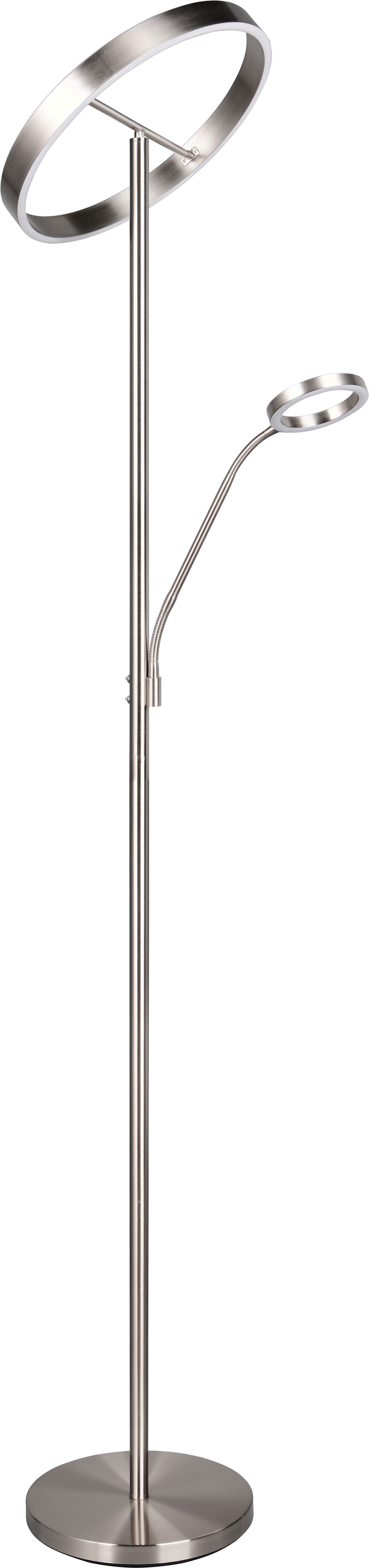TRIO Leuchten LED Stehlampe WILLIS, Stehleuchte mit Lesearm, Touch Dimmer, CCT 2700-3200-4000K, Dimmfunktion, Lesearm, getrennt schaltbar, LED fest integriert, Farbwechsler, Höhe 180cm, Fluterkopf und Lesearm schwenkbar, Fluter mit Leselicht
