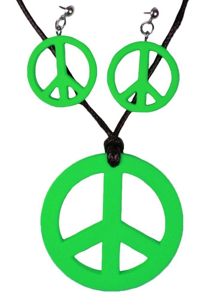 Das Kostümland Kostüm Hippie Peace Schmuck Set 3-tlg., Grün günstig online kaufen