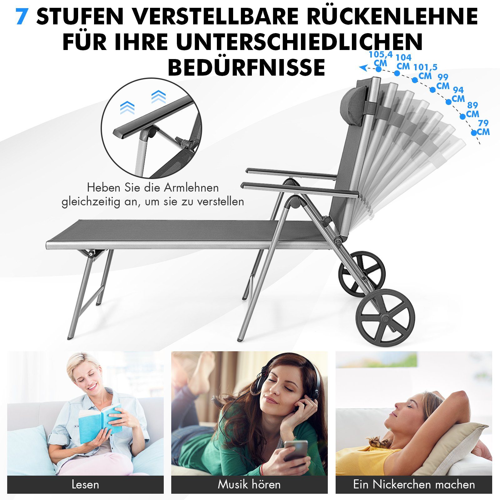 COSTWAY Gartenliege Liegestuhl Sonenliege, 7 fach günstig online kaufen