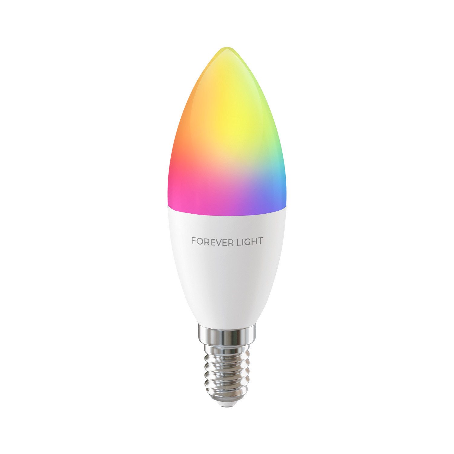 Forever Light LED-Leuchtmittel Lampe RGB E14 C37 5W 500lm Neutralweiß 4000 K Energieklasse F, Neutralweiß RGB, RGB Beleuchtung mit Pilot Fernbedienung