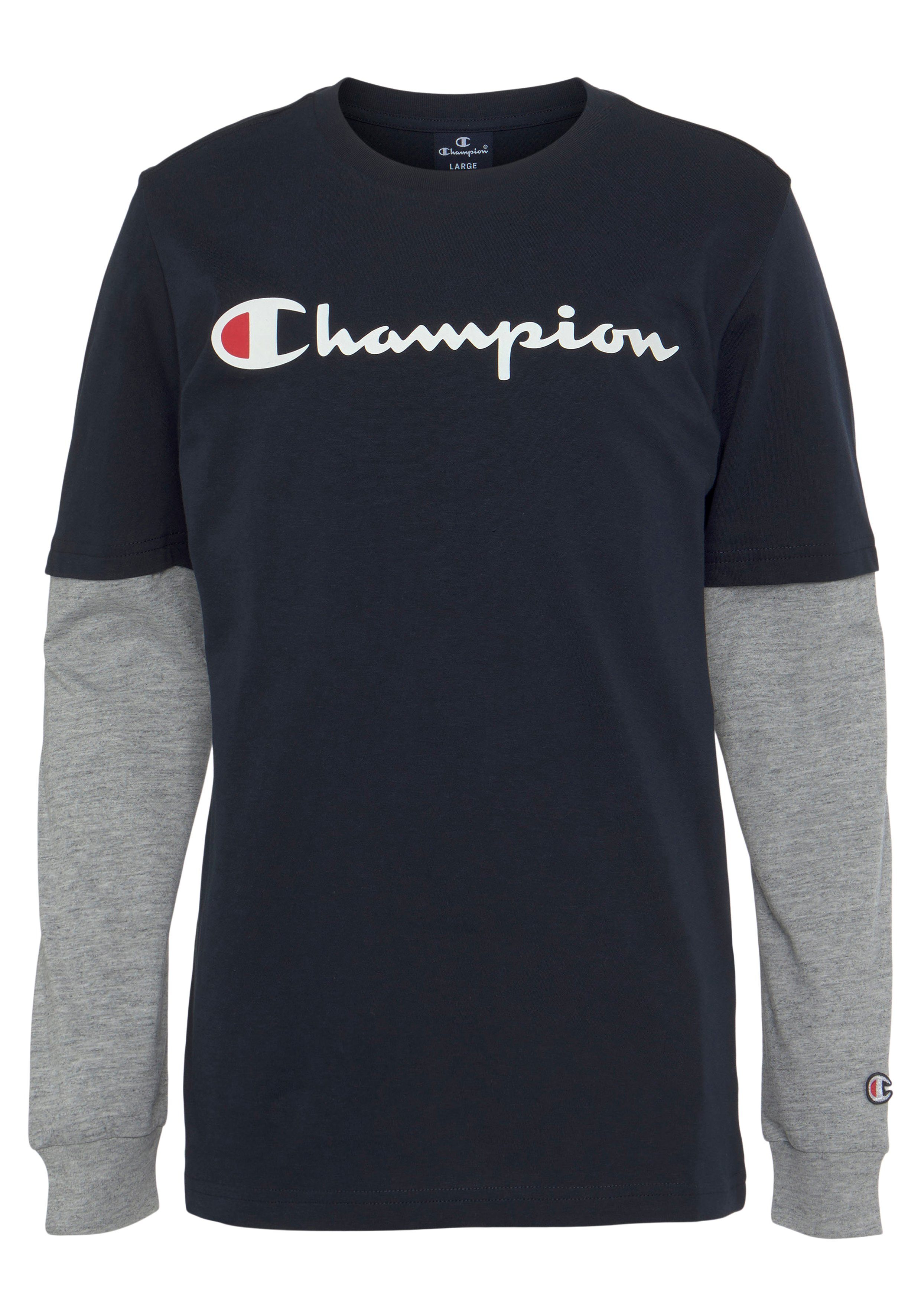 Champion Langarmshirt Classic Kinder für large Sleeve - Long Logo marine