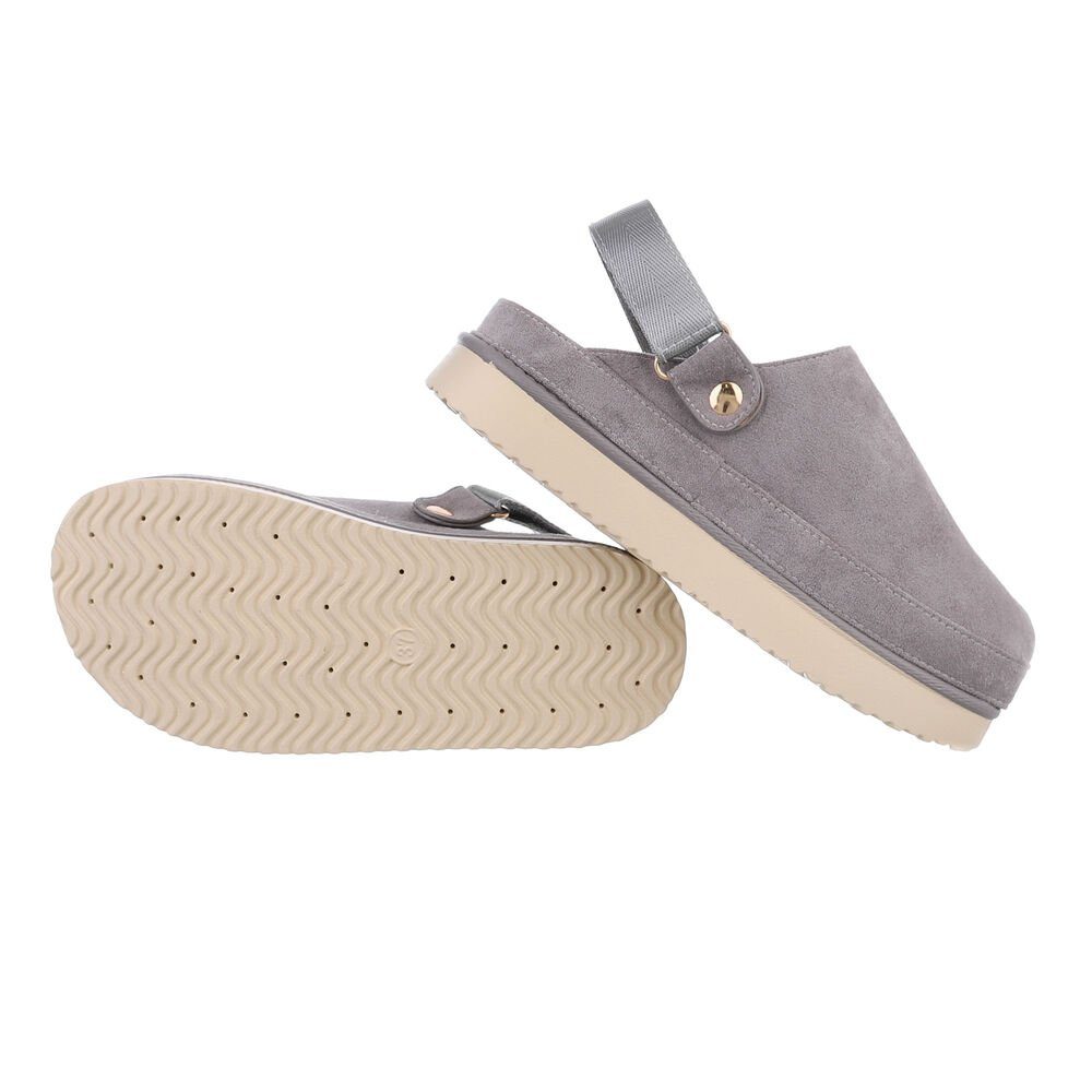 Ital-Design Komfortable Freizeit-Schuhe im modernen Design Plateausandaletten (85867674) Flach Pantoletten in Grau
