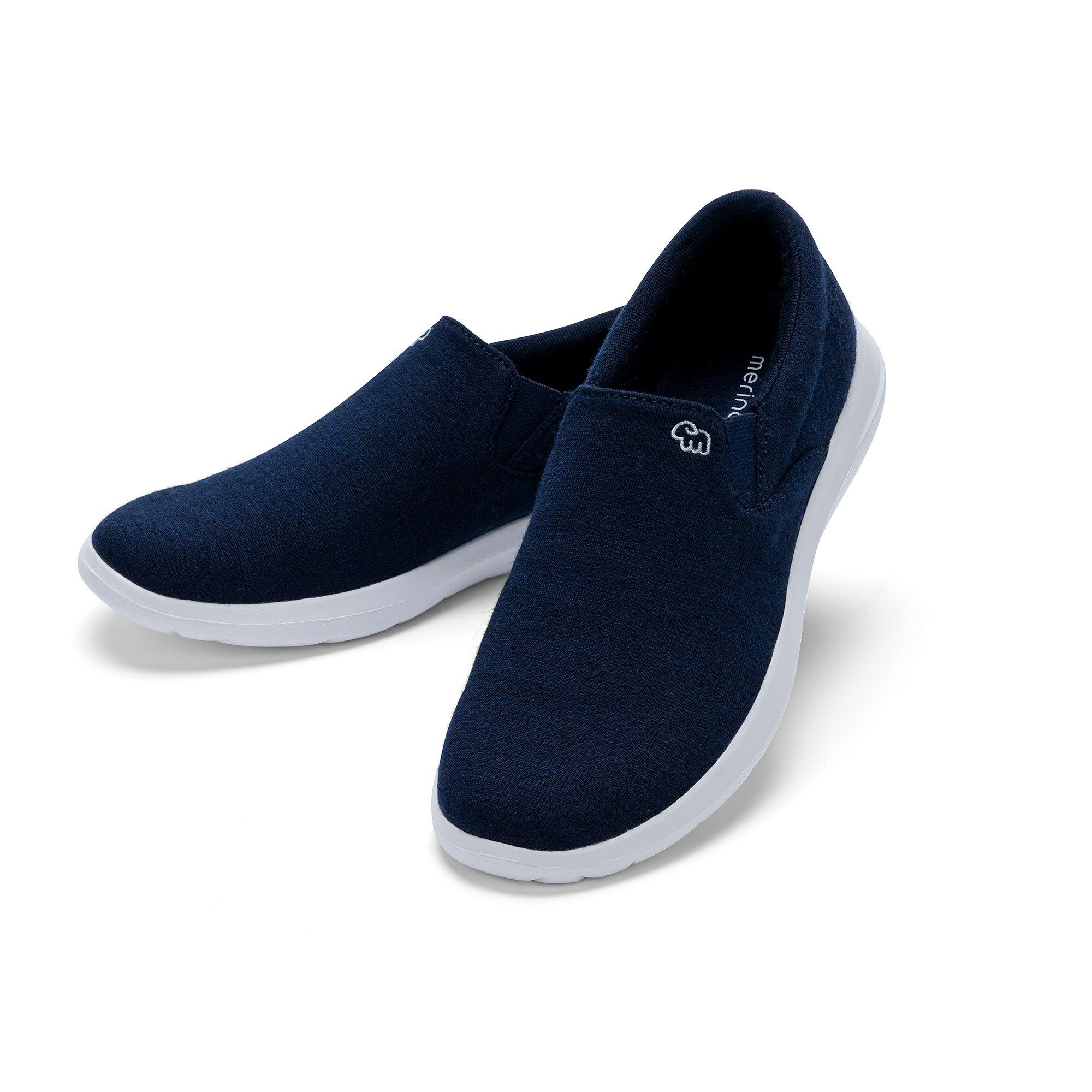 merinos - merinoshoes.de Bequeme Turnschuhe, Slipper für Herren Sneaker atmungsaktive dunkelblaue Schuhe aus weicher Merinowolle