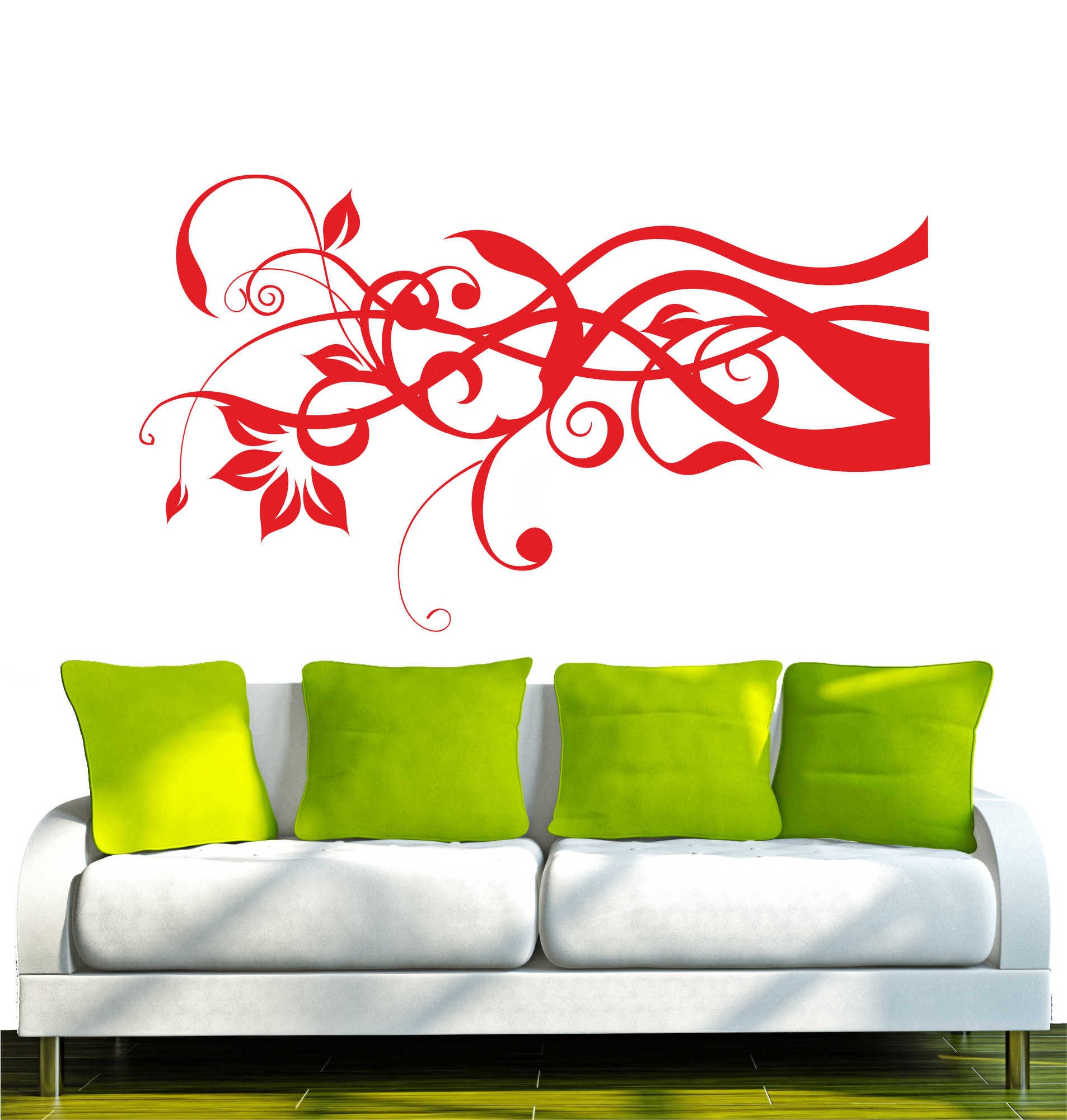 INDIGOS UG Wandtattoo Wandtattoo - Wandaufkleber - w317 Rose Tulpe Blatt Ranke Baum Pflanze