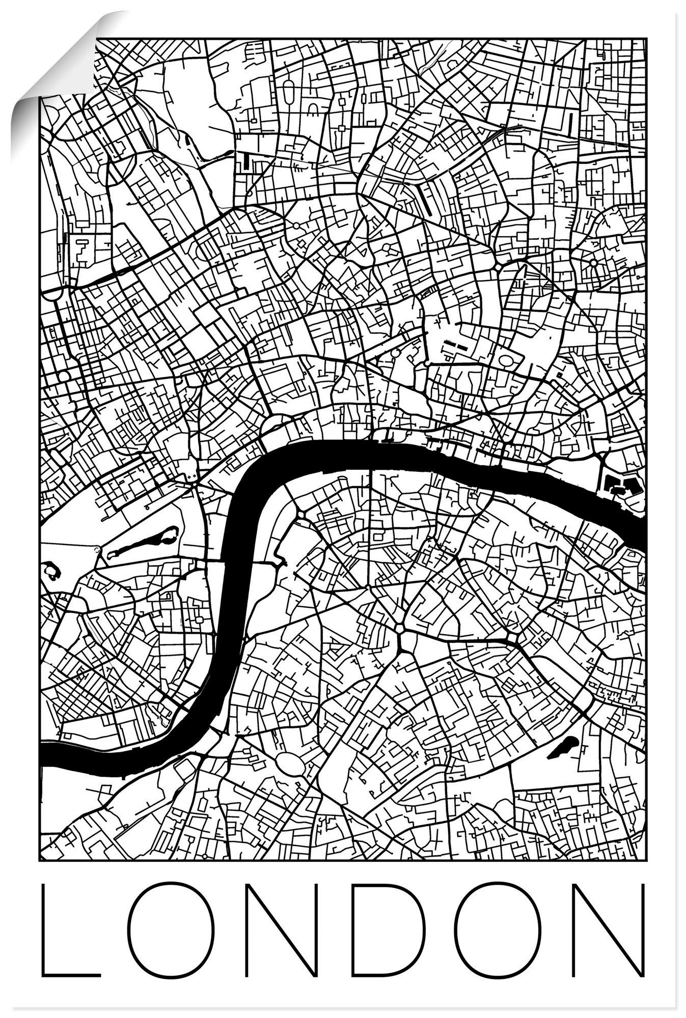 Artland Wandbild Retro Karte London England, Großbritannien (1 St), als Alubild, Leinwandbild, Wandaufkleber oder Poster in versch. Größen