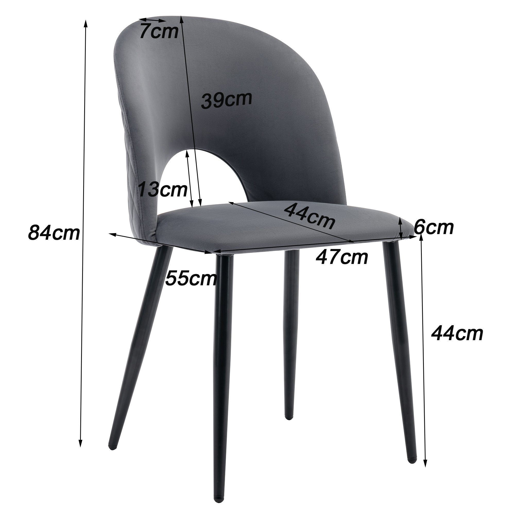 Esstisch, Esszimmerstuhl Rechteckiger 5-tlg., Grau mit Stühlen) mit Essgruppe Ulife Tisch (Set, | Grau Schwarz 4 Diamantmuster, |