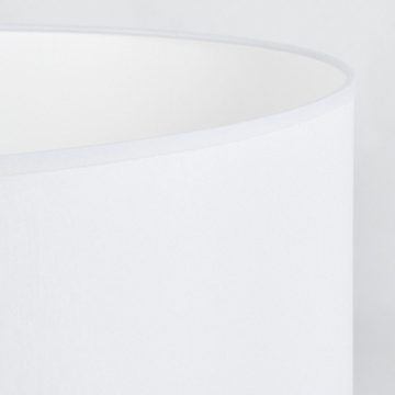 hofstein Stehlampe moderne Stehlampe aus Holz/Metall/Stoff in Natur/Weiß, ohne Leuchtmittel, mit rundem Schirm (50 cm) und Fußschalter, 1x E27, ohne Leuchtmittel