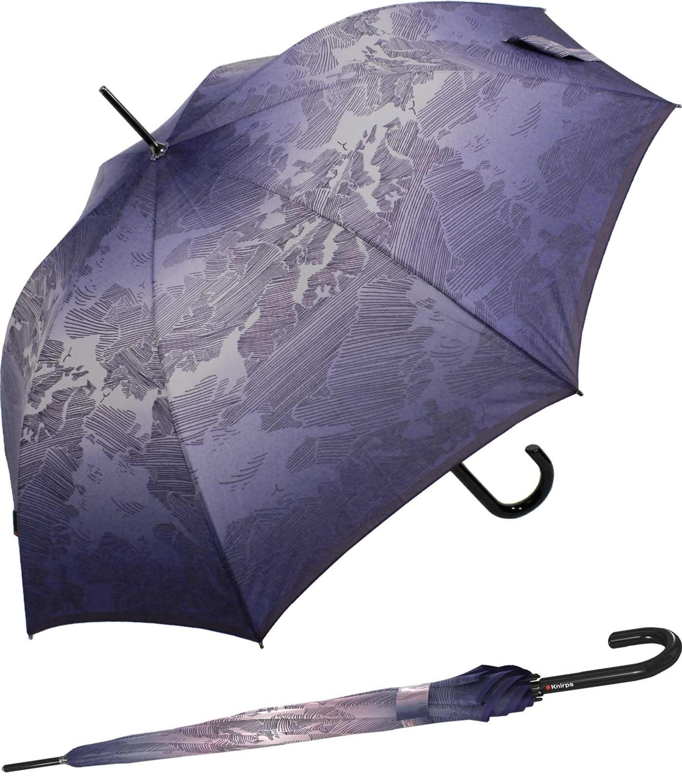 mit großer, Dach leicht stabil durch und im lila Fiberglas groß, für Langregenschirm Knirps® Damen leichter Automatik, Schirm