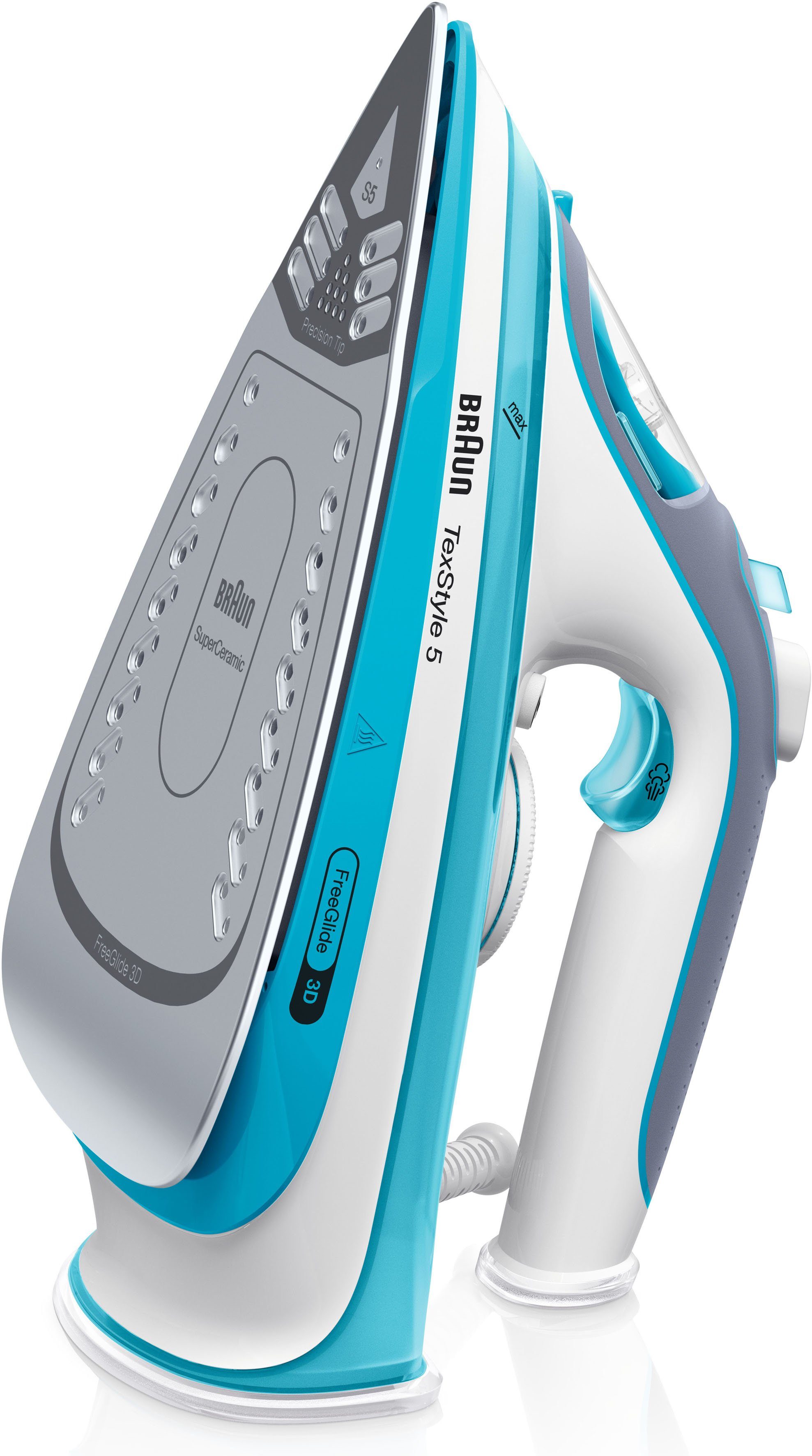 Braun Dampfbügeleisen TexStyle 5 SI 5006 BL - 2.600 W, 180 g Dampfstoß, 300 ml Wassertank, 2600 W, 50 g Dampfmenge, SuperCeramic Bügelsohle, offenes Griffdesign
