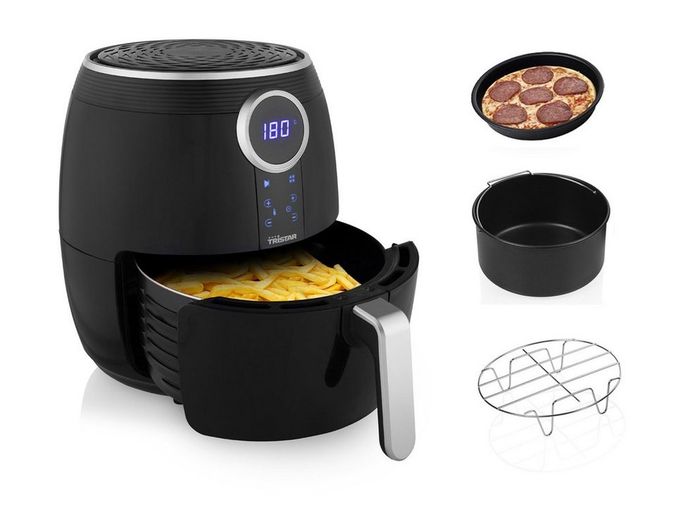 Tristar Heißluftfritteuse, 1500 W, XL Heißluftfritteuse Umluft Fritöse & 3tlg. Zubehör Set, Pommes fettarm frittieren ohne Öl, 4,5 Ltr. 1500 Watt