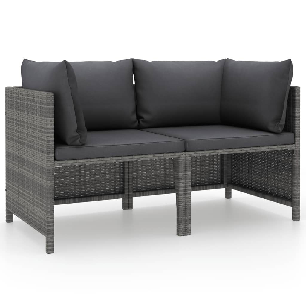 vidaXL Loungesofa 2-Sitzer-Gartensofa mit Polstern Grau Poly Rattan, 1 Teile