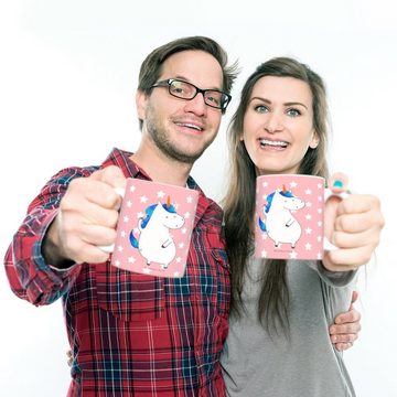 Mr. & Mrs. Panda Kinderbecher Einhorn Mann - Rot Pastell - Geschenk, Kunststoff Tasse, Plastik Tass, Kunststoff, Bruchfest