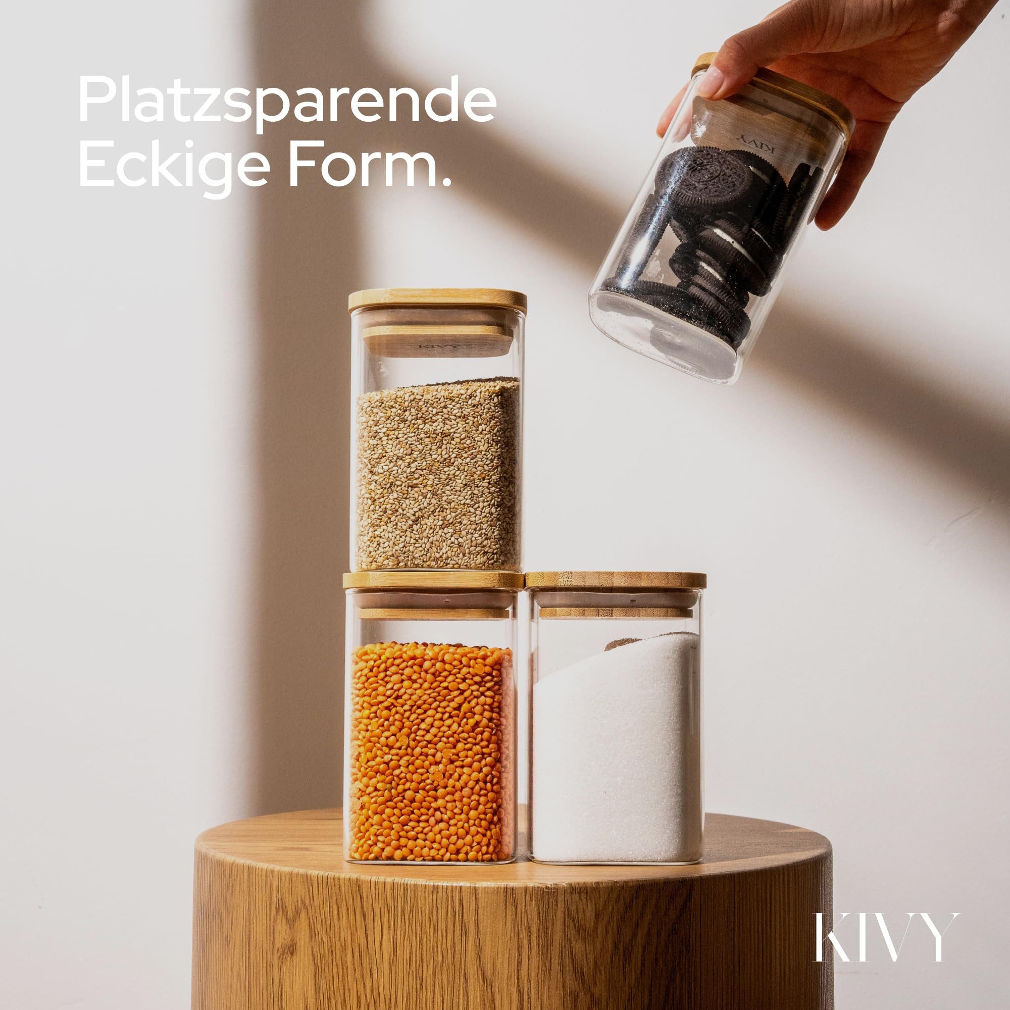 KIVY Vorratsdose Vorratsgläser mit Deckel, luftdicht, Borosilikatglas, Bonboniere, Schüttdose