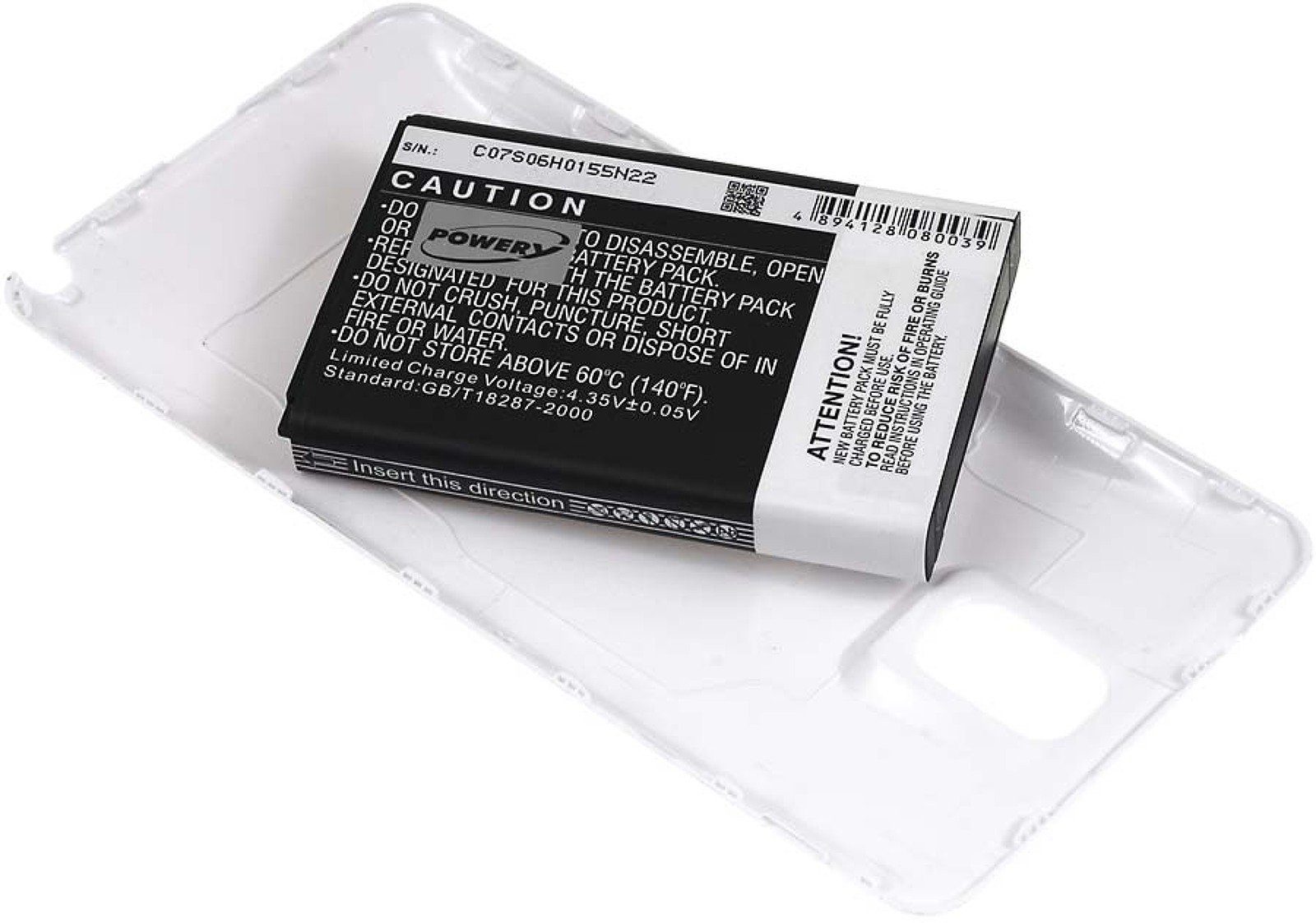 SM-N9005 V) für Powery 6400 mAh Akku Samsung Handy-Akku (3.8