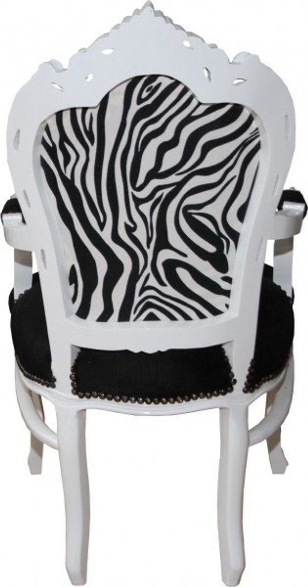 Armlehnen Edition Weiß Schwarz Padrino Zebra / Limited Esszimmer Barock Casa - Stuhl Esszimmerstuhl mit /