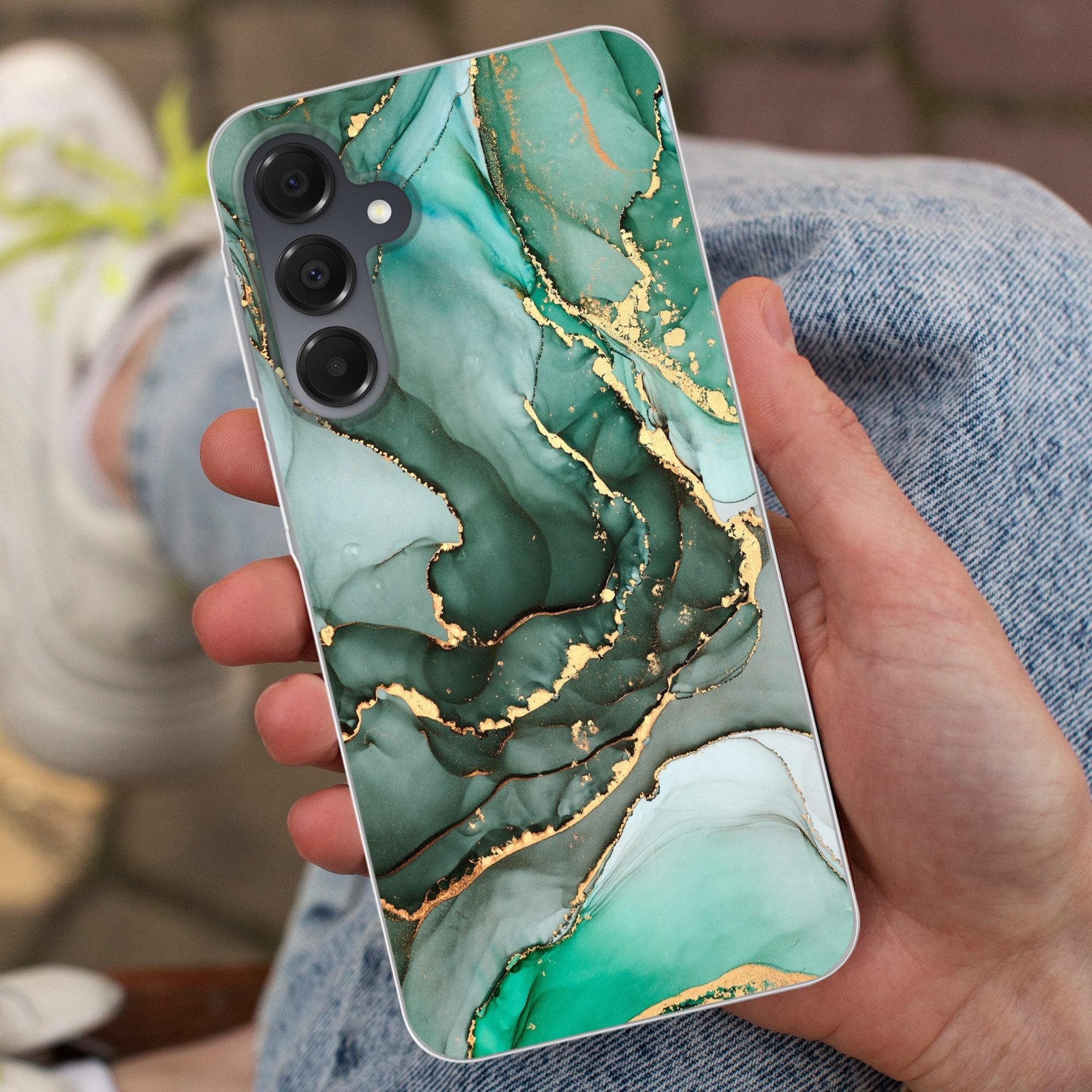 MuchoWow Handyhülle für Samsung Galaxy A16 5G Gold - Marmor - Grün - Luxus - Marmoroptik -, Phone Case, Silikon, Schutzhülle Dünn