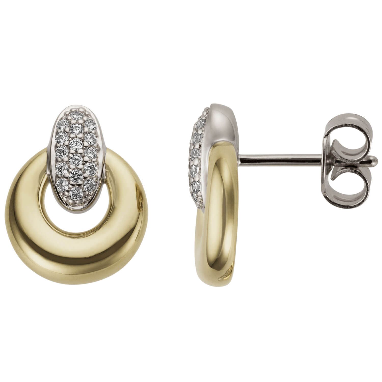 Paar Ohrstecker Ohrstecker aus 585 Gold bicolor mit 32 Brillanten