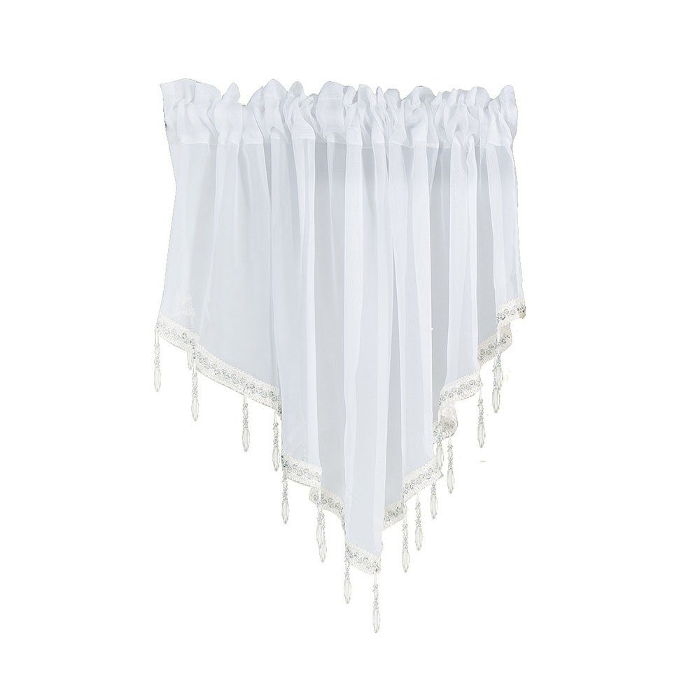 Gardine Gardine transparenter Voile mit Satinbänder Kräuselband Weiß130*60cm, FELIXLEO