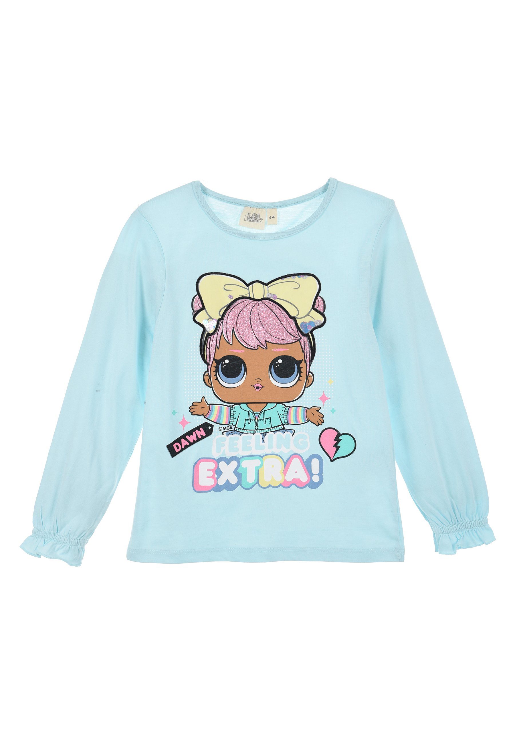 L.O.L. SURPRISE! Langarmshirt Kinder Mädchen Oberteil langarm Longsleeve Hell-Blau