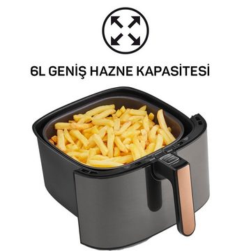 Arzum Heißluftfritteuse Airtasty Heißluftfritteuse Air Fryer Herausnehmbarer Korb Schwarz