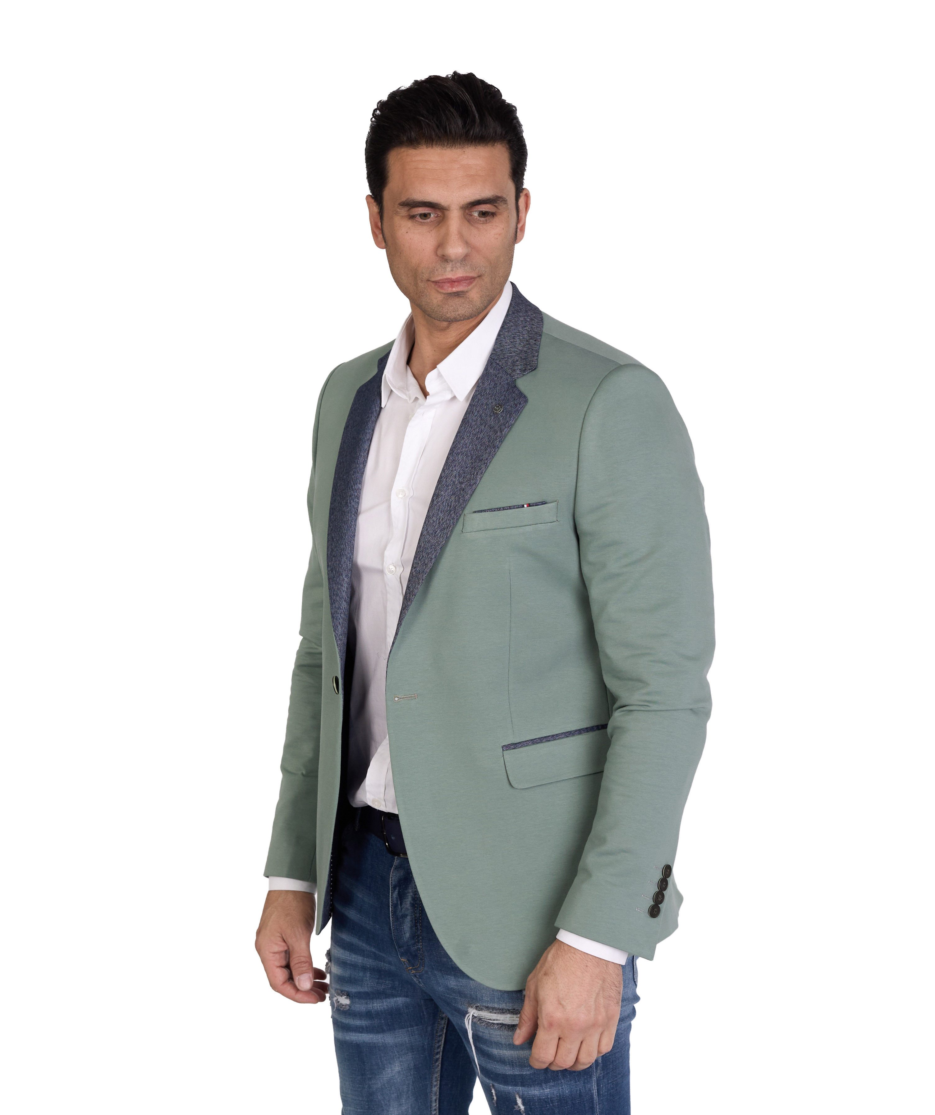 Denim Distriqt Jerseysakko in Slim Fit mit Stretch Grün Gr. 54 entspricht G günstig online kaufen