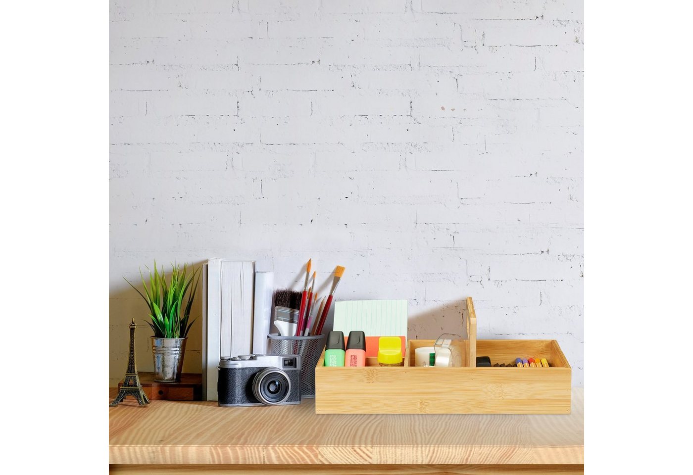 Thumbnail - relaxdays Schreibmappe Schreibtisch Organizer Bambus 5 Fächer