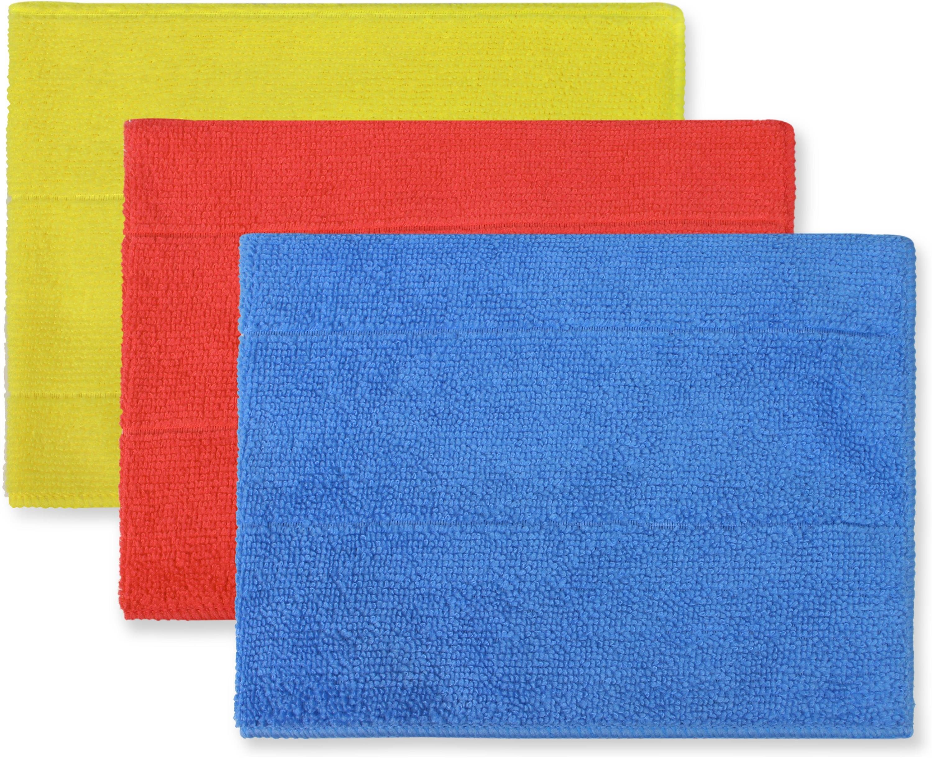 normani Spültuch, (12er Pack), Mikrofaser-Reinigungstuch Blau/Rot/Gelb