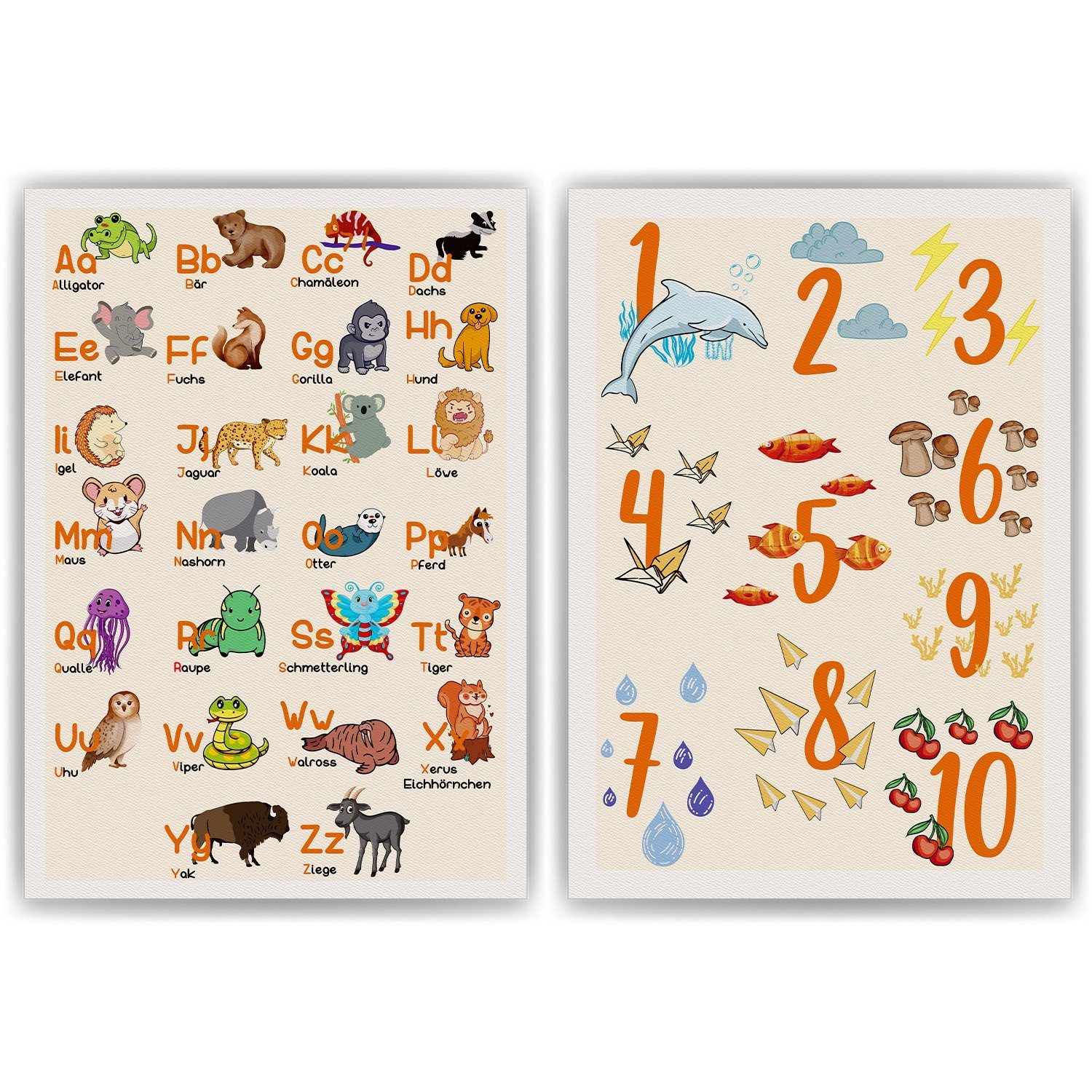 Tigerlino Poster 2er Set Tiere ABC, Zahlen Lernposter Kinderzimmer Alphabet Lernhilfe. € 17,90, (€ 17,90 pro 1 Stk).