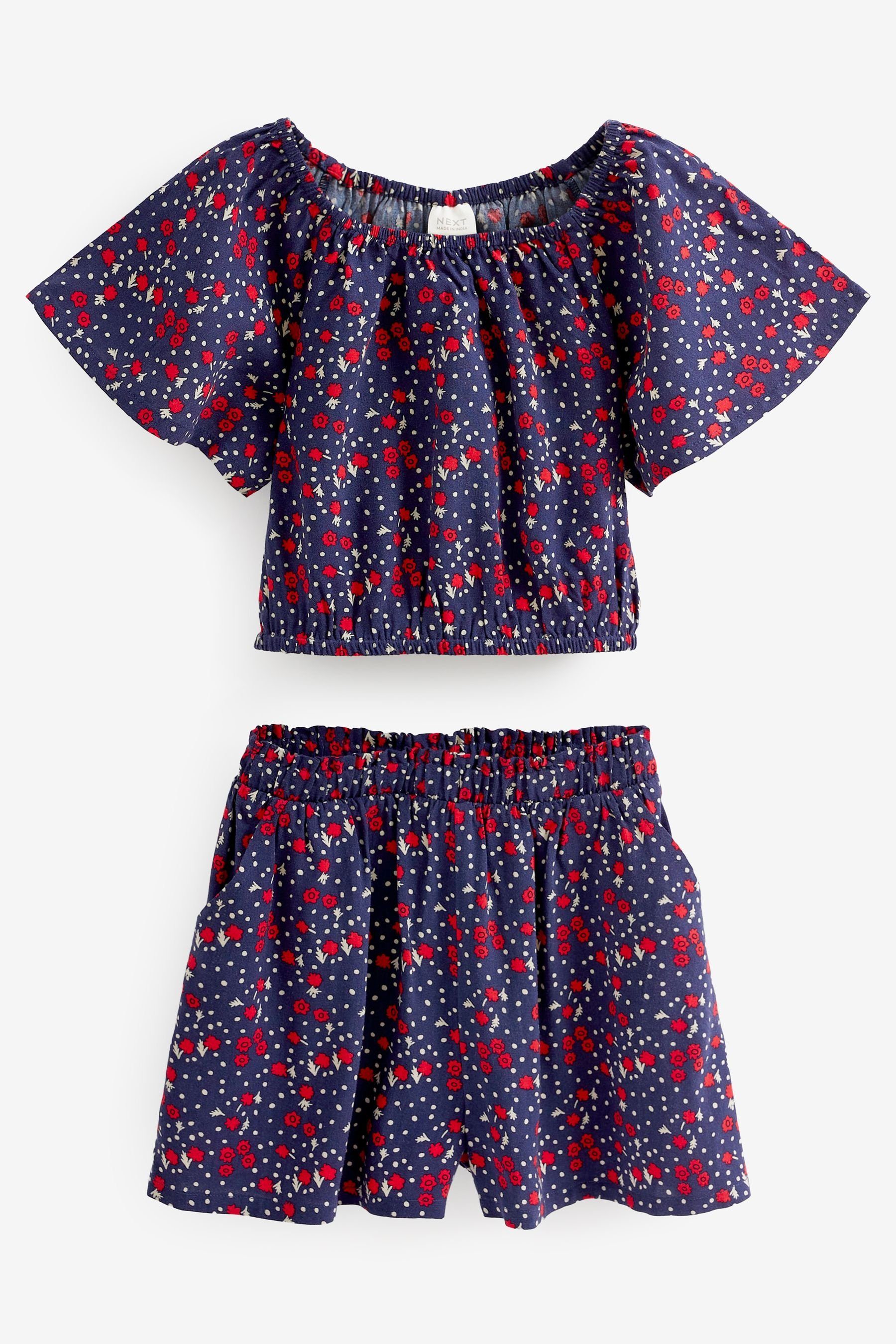 Next Shirt & Shorts Co-Ord-Set, bestehend aus Oberteil und Shorts (2-tlg) Navy Blue Floral