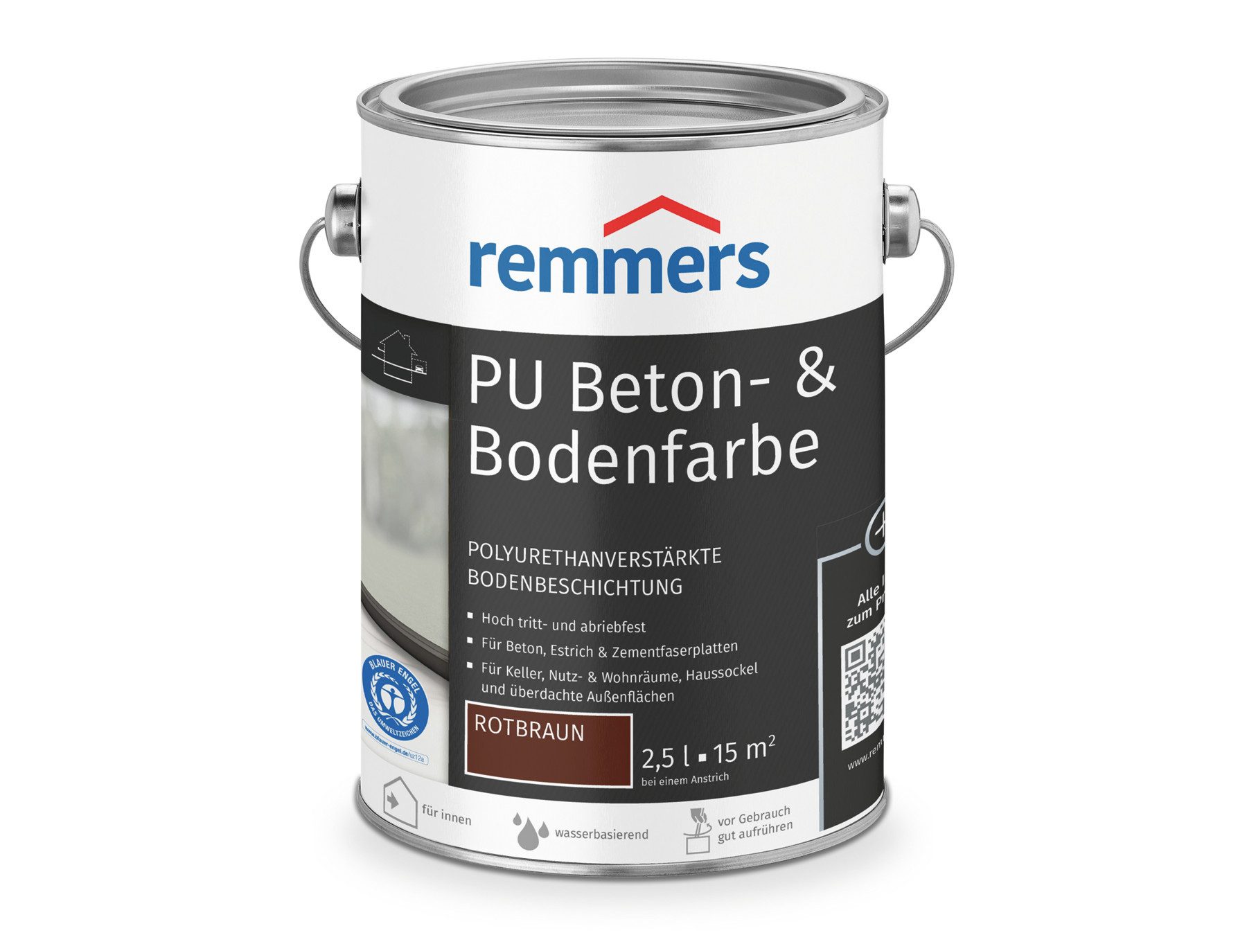 Remmers Lack PU Beton- und Bodenfarbe seidenmatt 2,5 Liter, belastbar und chemikalienbeständig