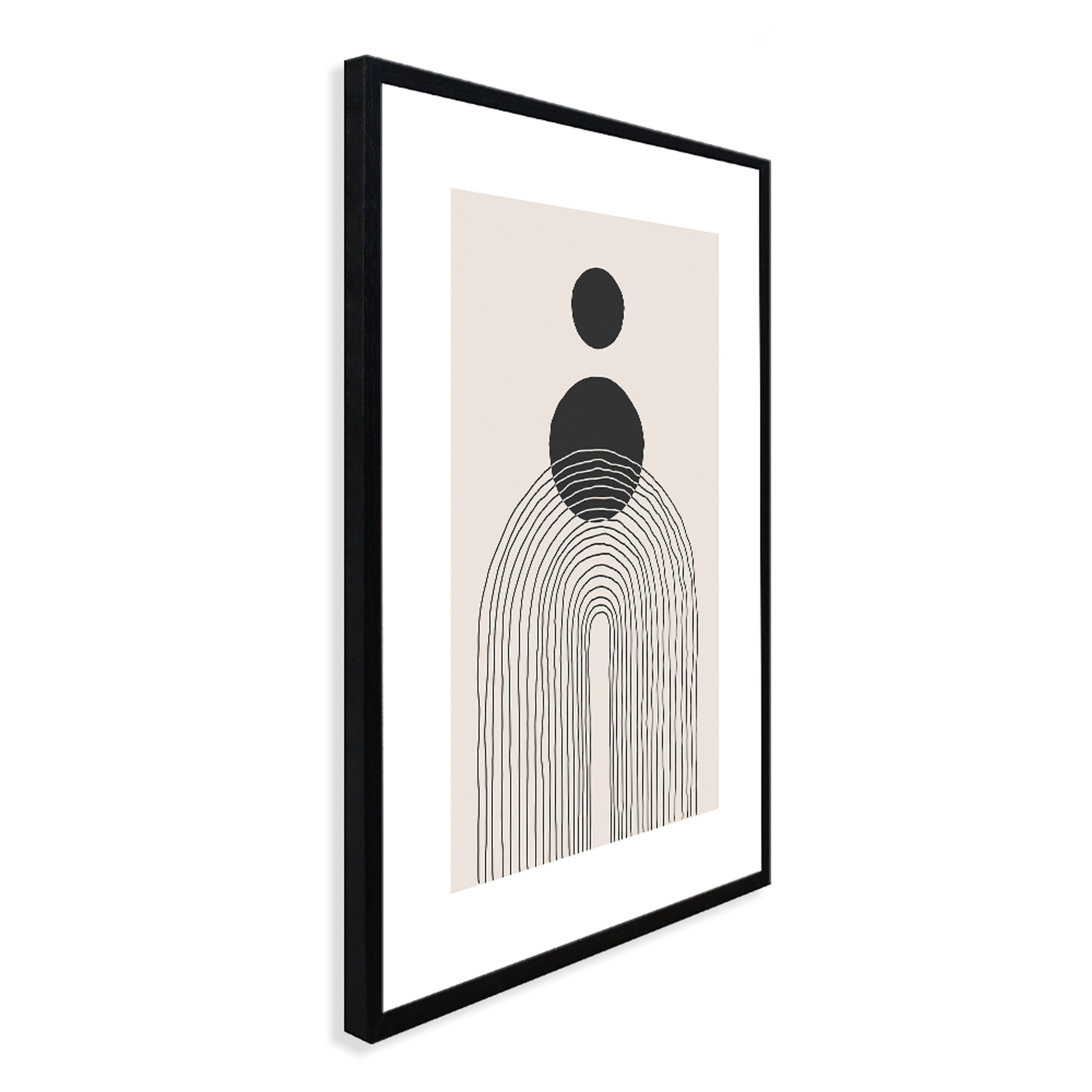 artissimo Bild mit gerahmt mit schwarz-weiß, Rahmen skandinavische Muster Bild / / 51x71cm Holz-Rahmen schwarz-weiß Design-Poster