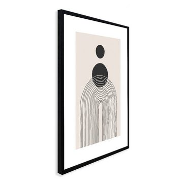 artissimo Bild mit Rahmen Bild gerahmt 51x71cm / Design-Poster mit Holz-Rahmen / schwarz-weiß, skandinavische Muster schwarz-weiß