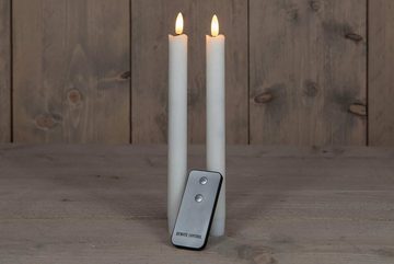 Coen Bakker LED-Kerze Wax Candles (Set, 3-tlg), Stabkerzen weiß 2 Stück Fernbedienung 23cm