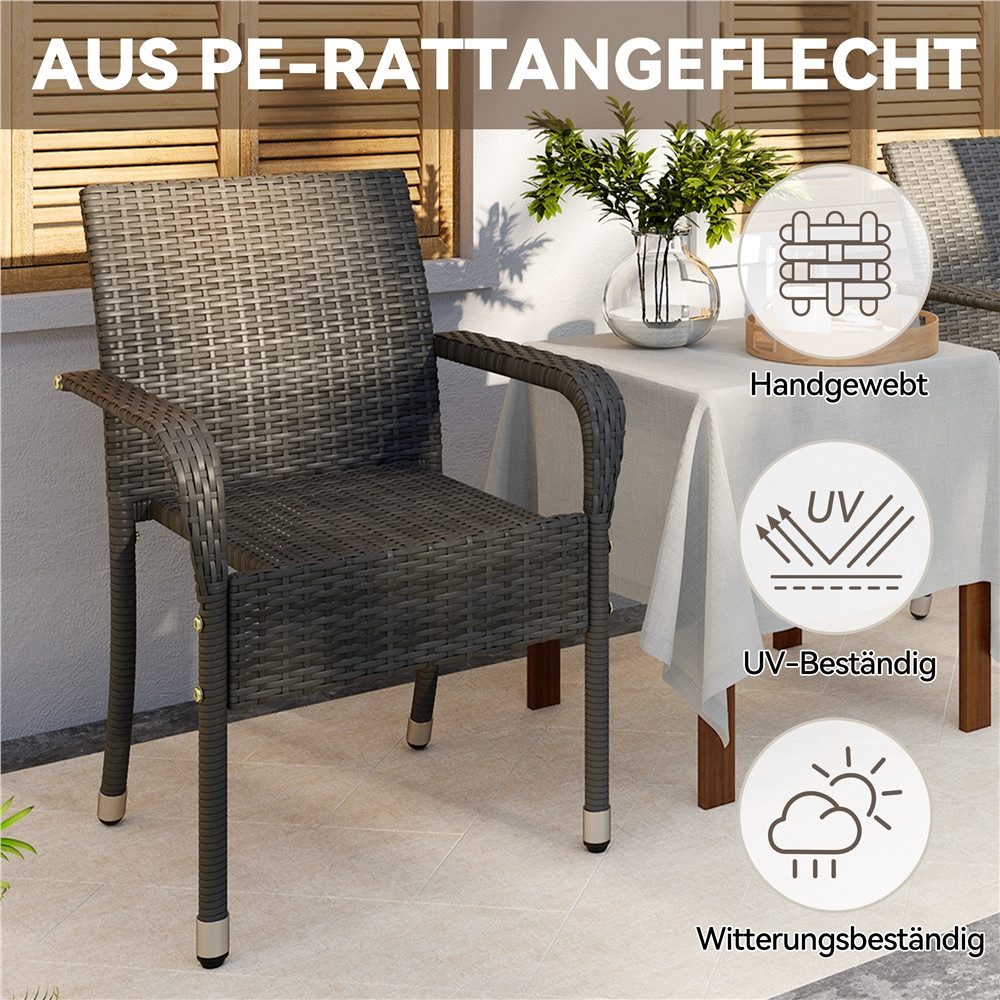 Yaheetech Gartenstuhl 2/4/6er-Set Esszimmerstuhl Rattan-Optik mit Metallbeinen (6 St), Küchenstuhl fürs Esszimmer/Balkon/Terrasse – Bild 5 von 5