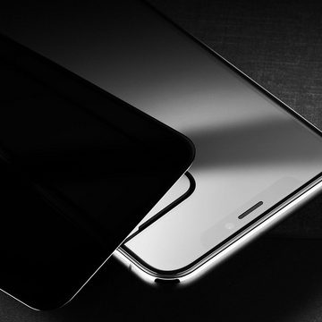 Numerva Schutzfolie Panzer Folie für Apple iPhone XS Max Echt Glas Folie, (1x Schutzfolie 2x Reinigungstücher), Anti Spy Schutzfolie Blickschutz Glasfolie Sichtschutzfolie