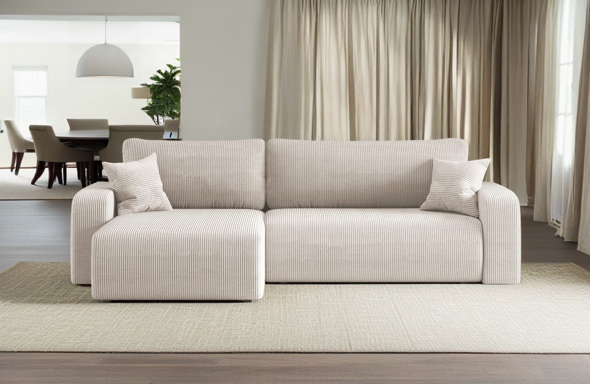 Kaiser Möbel Ecksofa mit schlaffunktion und bettkasten, MILANO XL stoff Poso und Quelle, Schlaffunktion, Bettkasten, viele Farben, bequem, praktisch