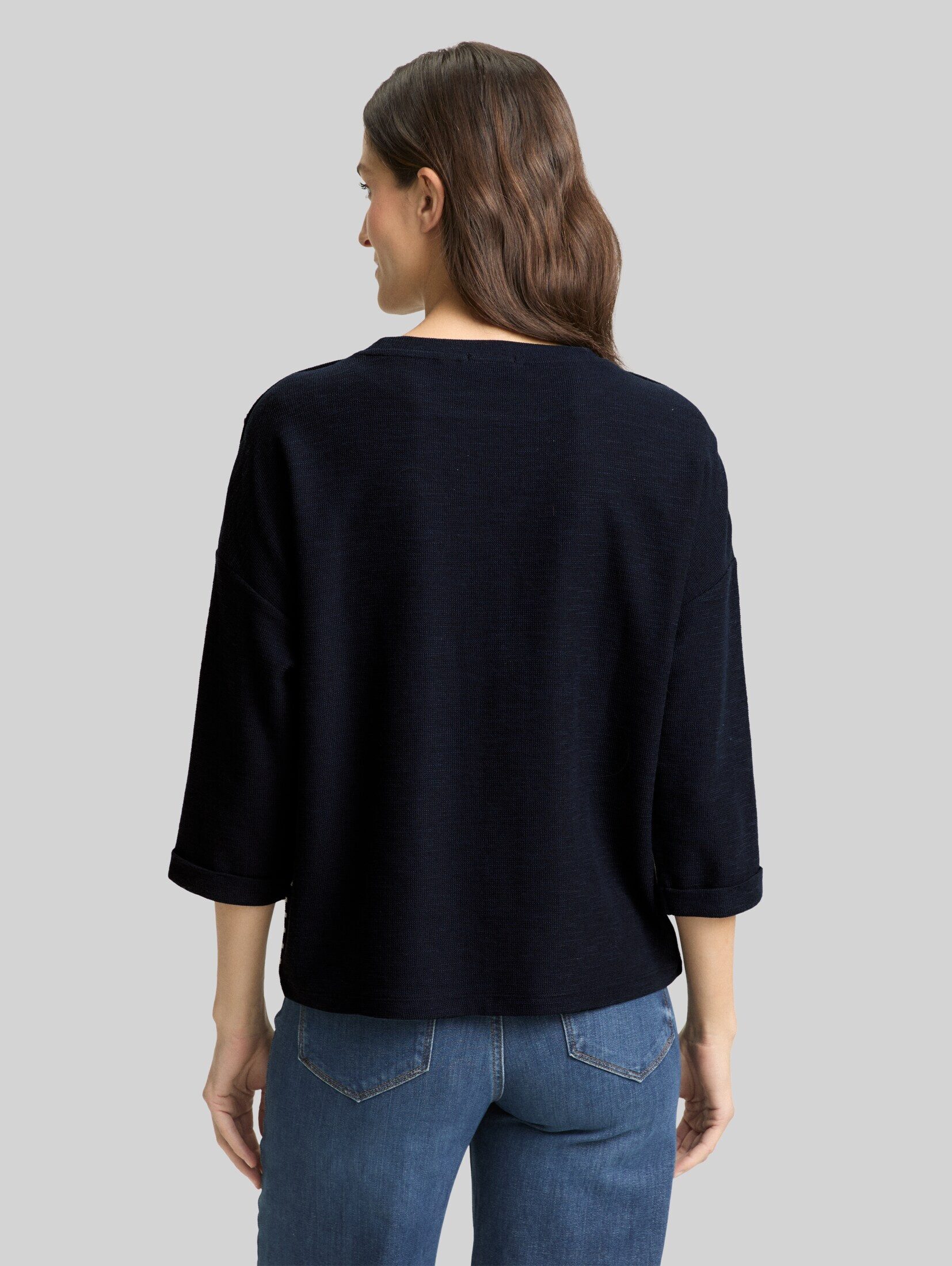 TOM TAILOR 3/4-Arm-Shirt T-Shirt (im Einserpack) Langarmshirt mit Streifenmuster