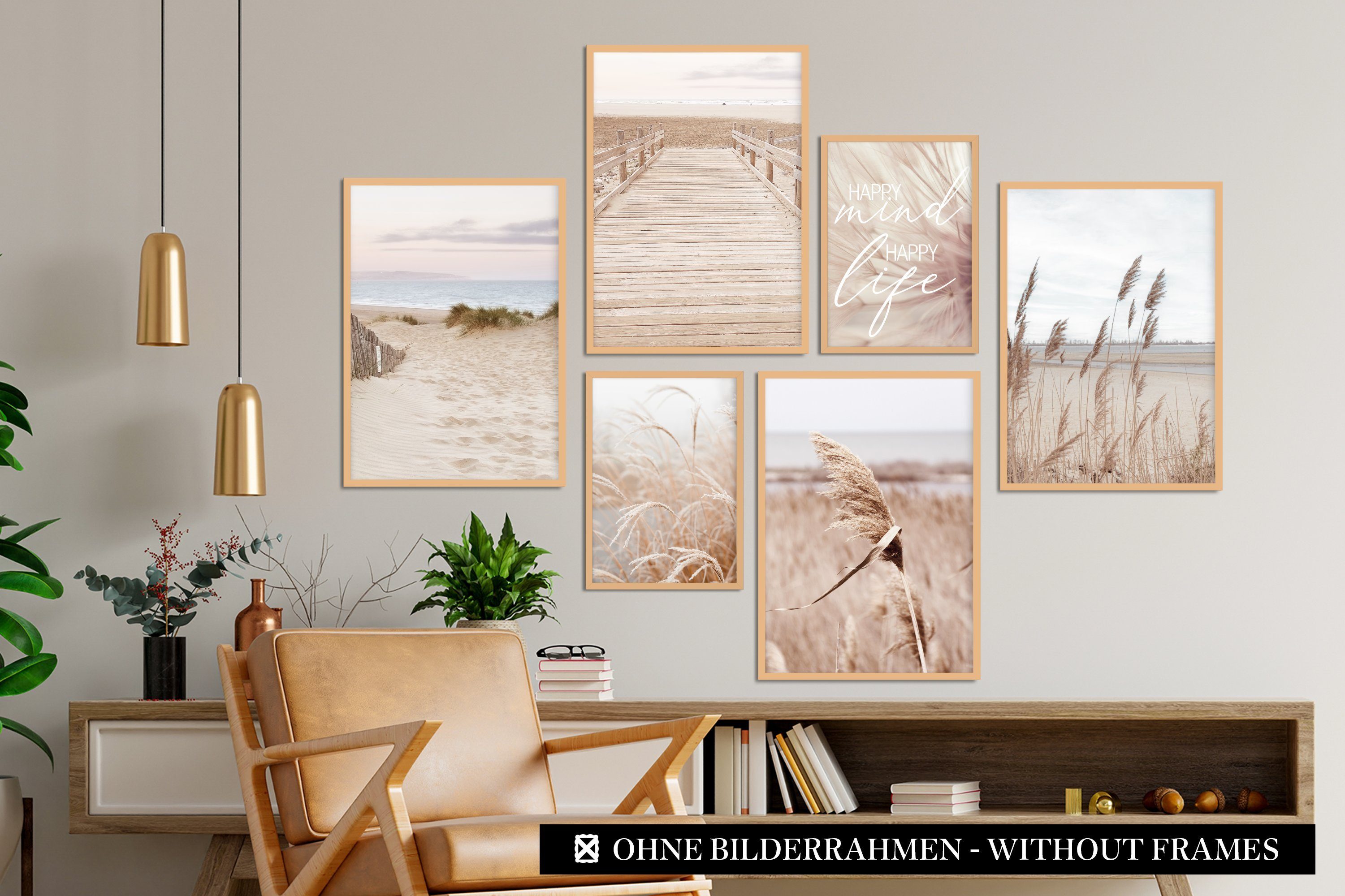 Pampasgras, « Bilder-Collage Berge CreativeRobin Wohnzimmer Deko, als Poster-Set & » Strand Strand Pampasgras CreativeRobin, &