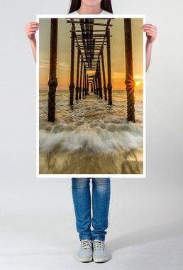 Sinus Art Poster 60x90cm Poster Landschaftsfotografie  Brücke mit Sonnenaufgang