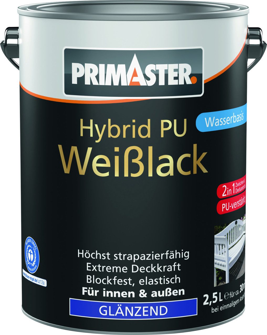 Primaster Weißlack Primaster Hybrid PU-Weißlack weiß glänzend 2,5 L