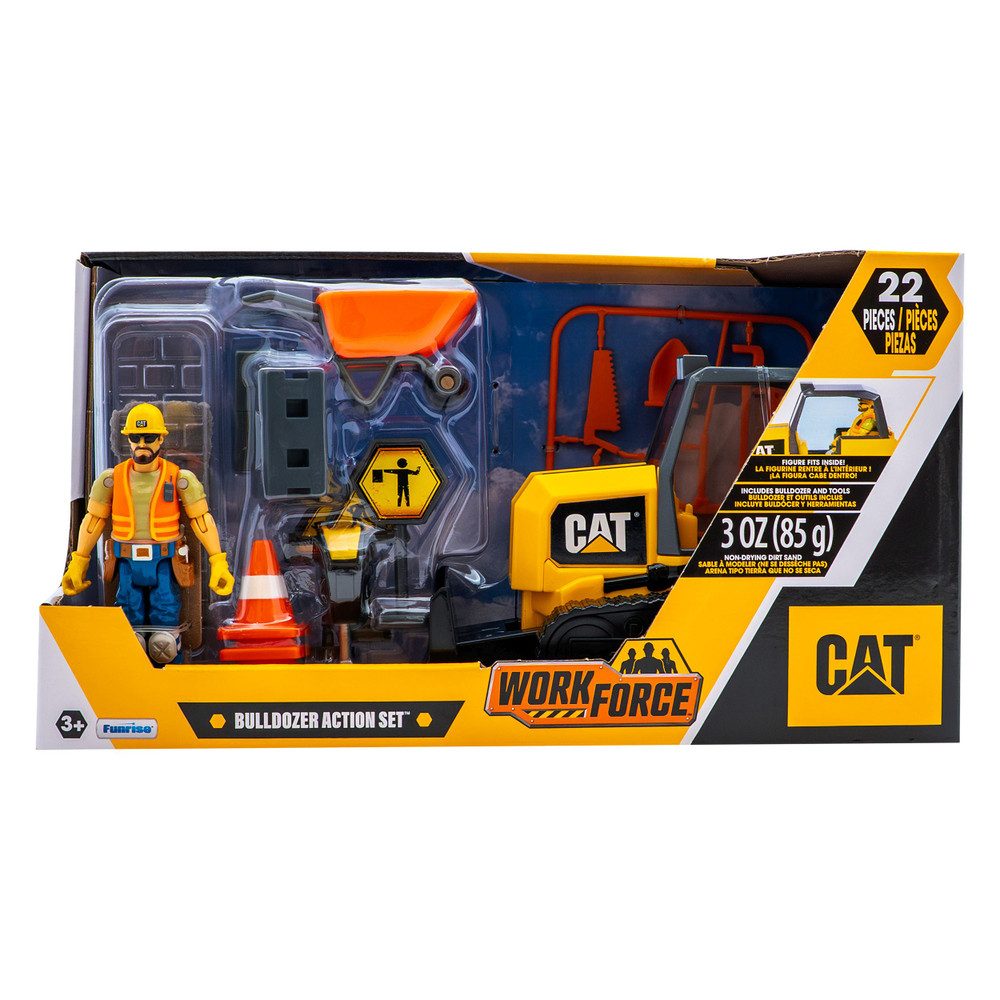 Funrise Spielzeug-Traktor CAT - Planierraupe mit Figur