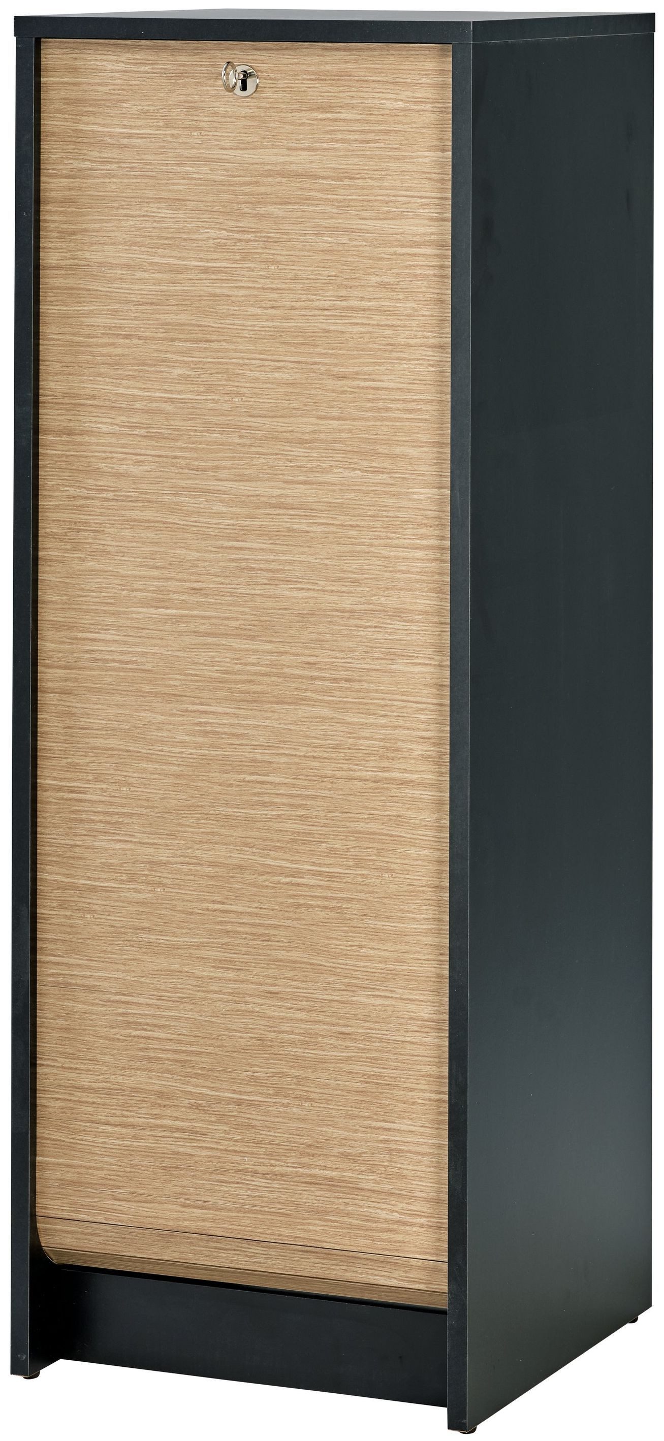 SIMMOB Rollladenschrank Aktenschrank, Rolladentür, abschließbar, Schwarz-Eiche, 104x38x38,5cm