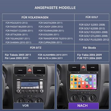 Hikity 9 Zoll 2 DIN Android 13 für VW Golf Passat Polo mit Kamera Mikrofon Autoradio (für VW Golf 5 Golf 6 Passat B6 Passat B7 Jatte Polo, Touchscreen, GPS-Navigation)