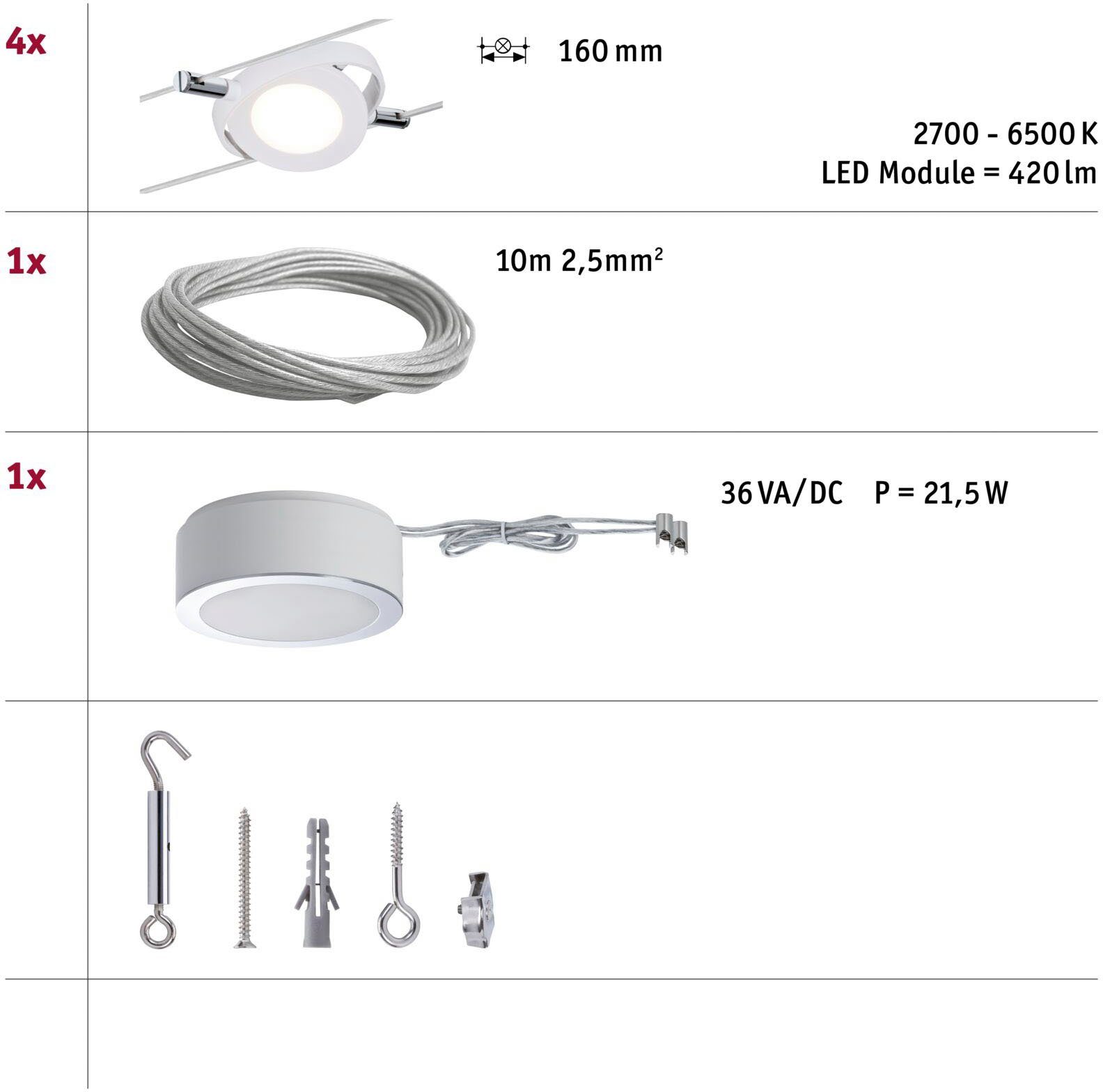 LED Paulmann RoundMac, fest Deckenleuchte Tageslichtweiß integriert, LED