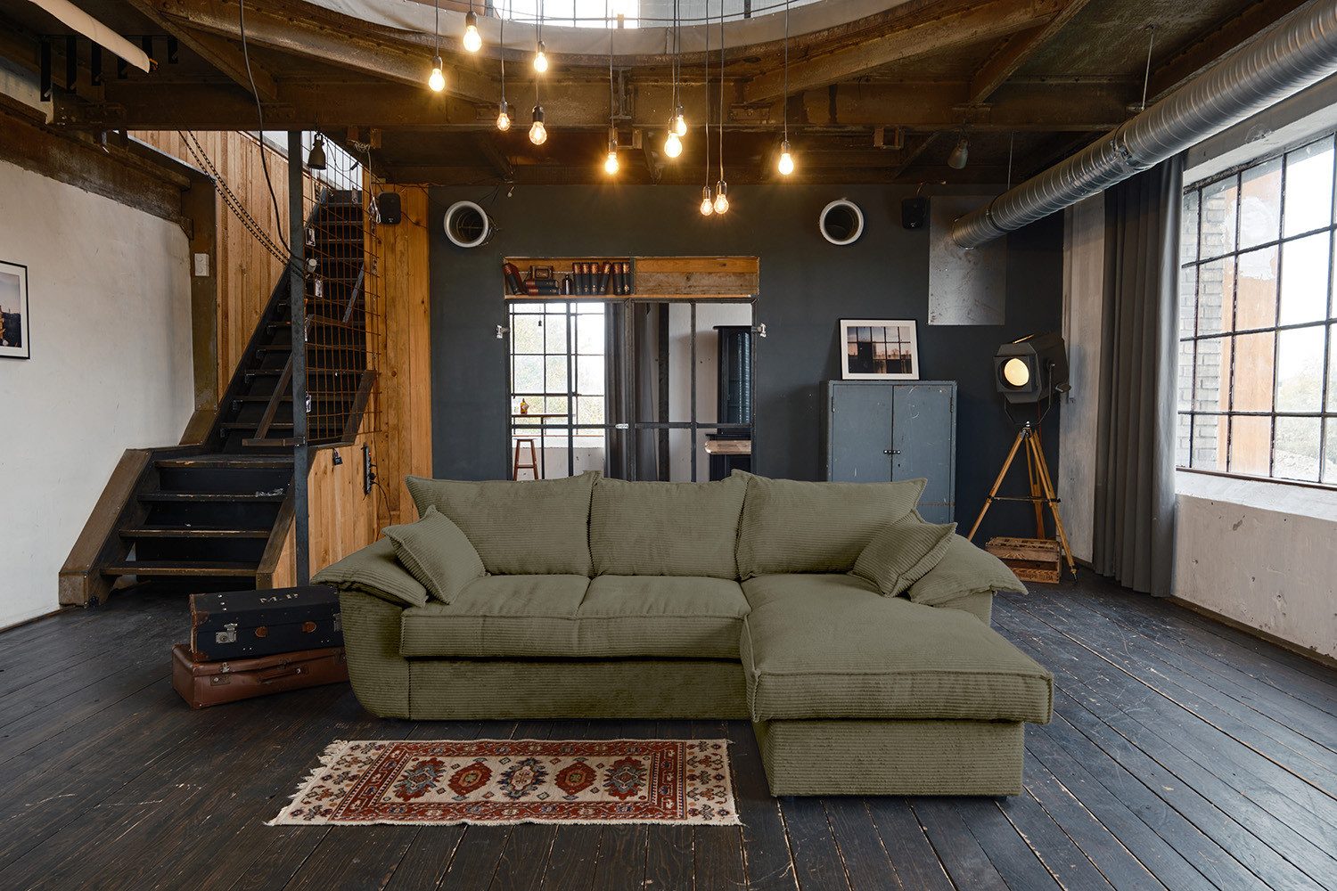 KAWOLA Ecksofa DAMETO, Schlafsofa Couch Cord günstig online kaufen