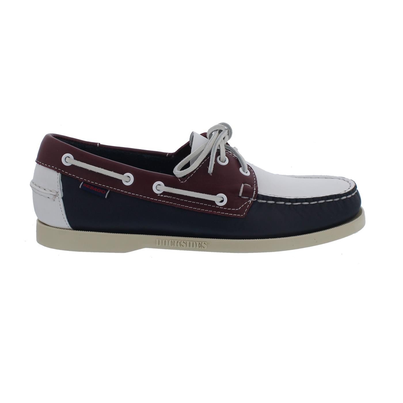 Sebago Spinnaker, Full-Grain Leather (Glattleder), Navy-Red-White, Men 70001 Bootsschuh