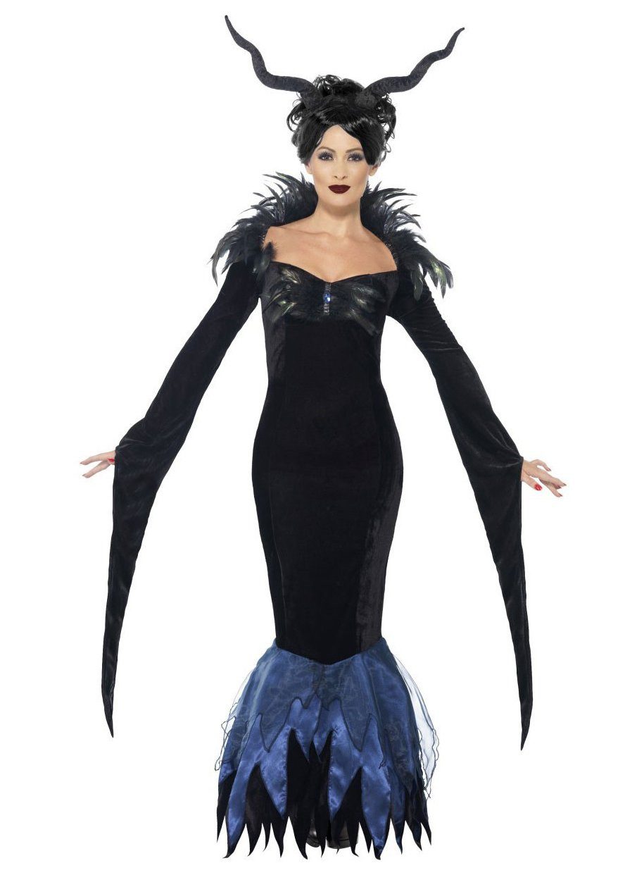 Smiffys Hexen-Kostüm Raven Lady Kostüm, Mach die Flatter: todschickes Kleid einer schwarzen Krähe