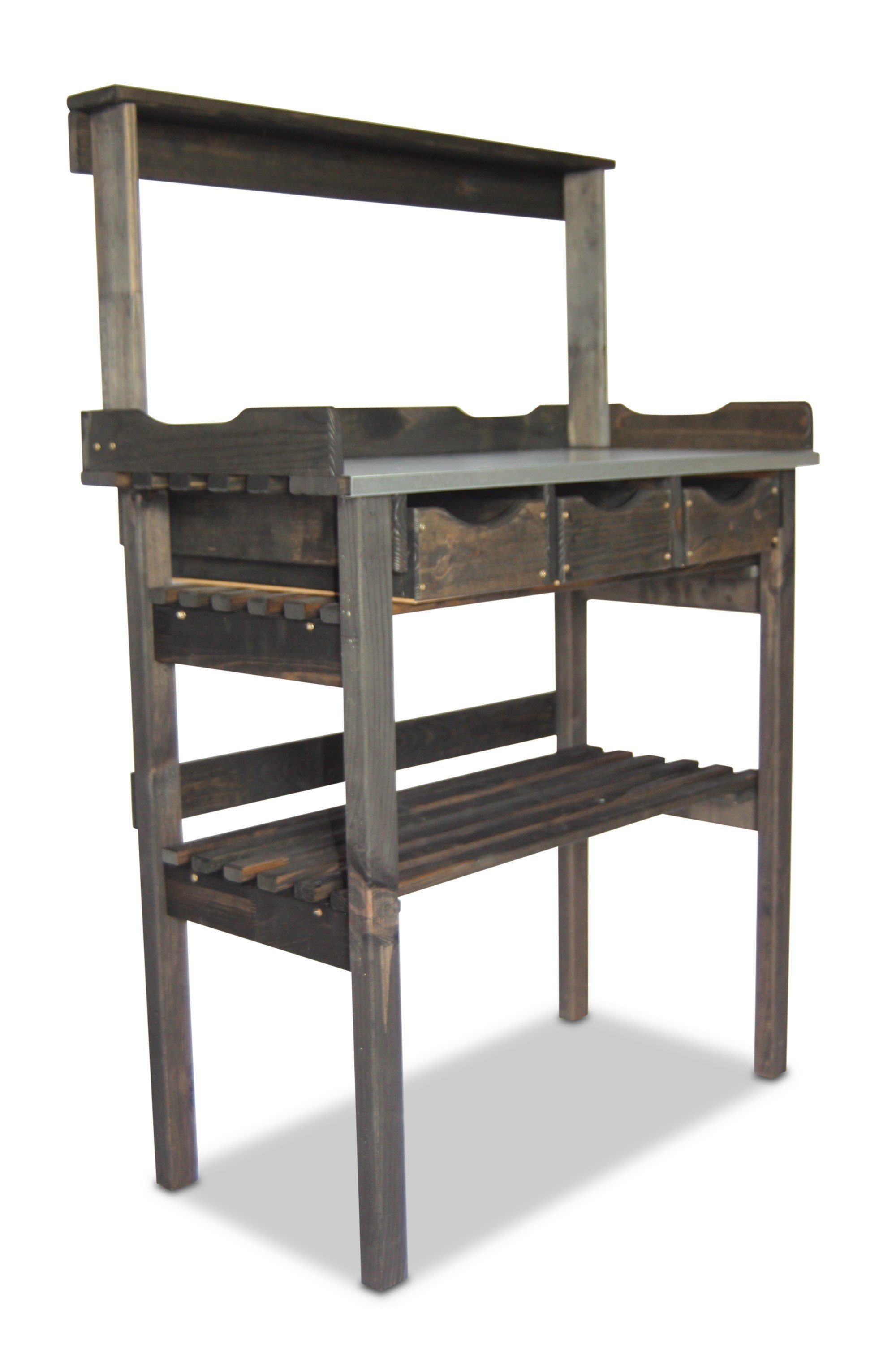 Pflanztisch Pflanztisch Gärtnertisch mit 3 Schubladen und Ablage schwarz günstig online kaufen