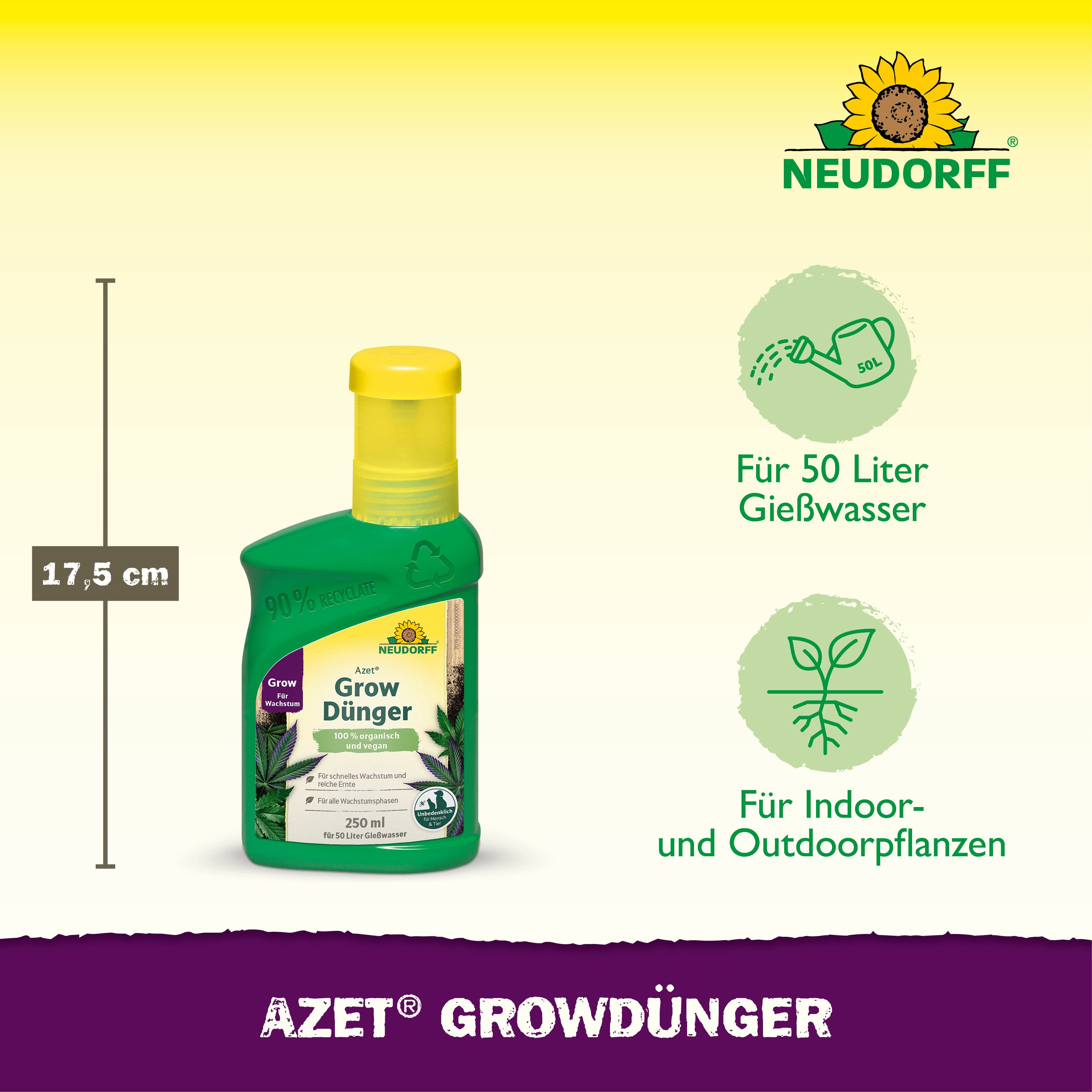 Neudorff Spezialdünger Azet GrowDünger 250ml Hanf Dünger für 50L, Vor Gebrauch gut schütteln und nur mit Wasser verdünnt anwenden., Dünger für Hanfpflanze für s – Bild 3 von 5